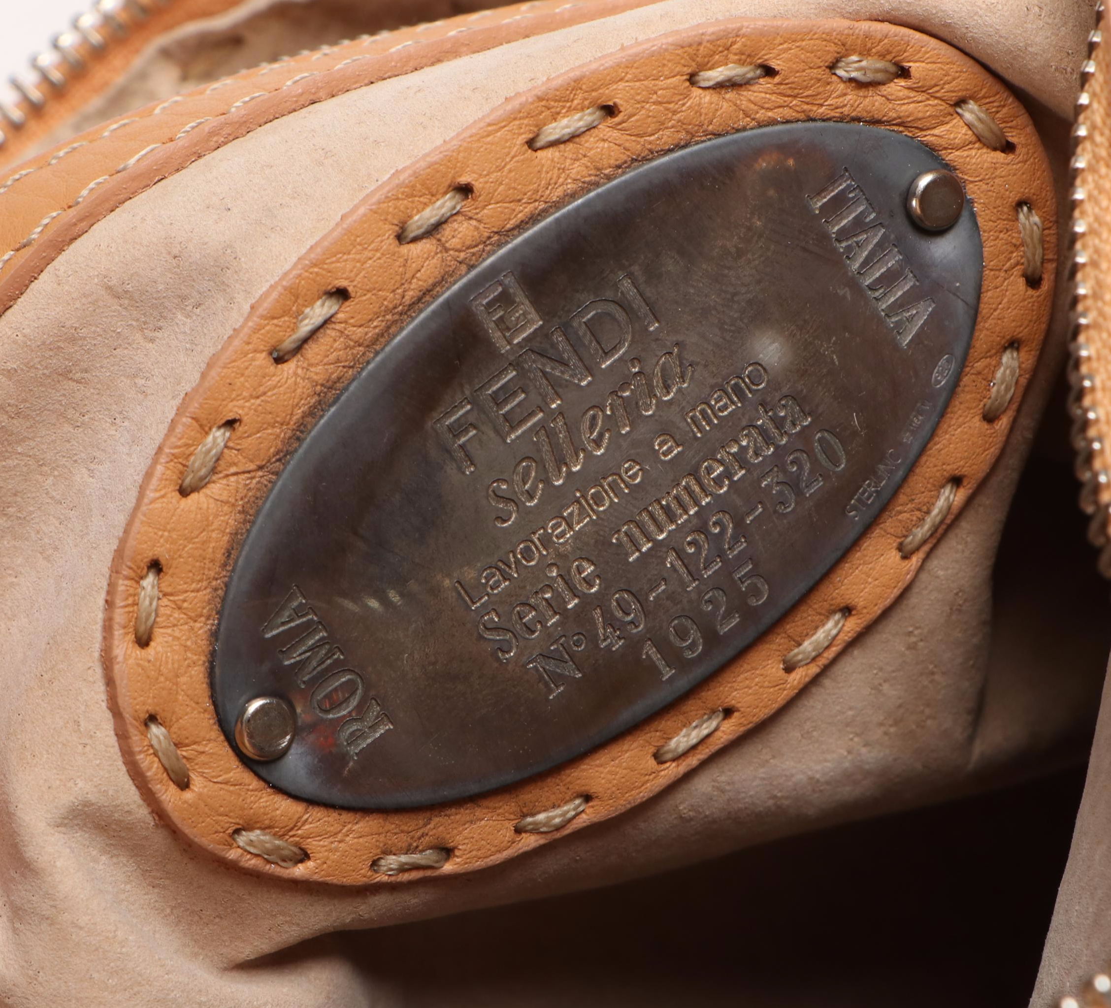 Fendi Semitracolla Selleria Hobo Bag in Natural Italian Pebbled Leather