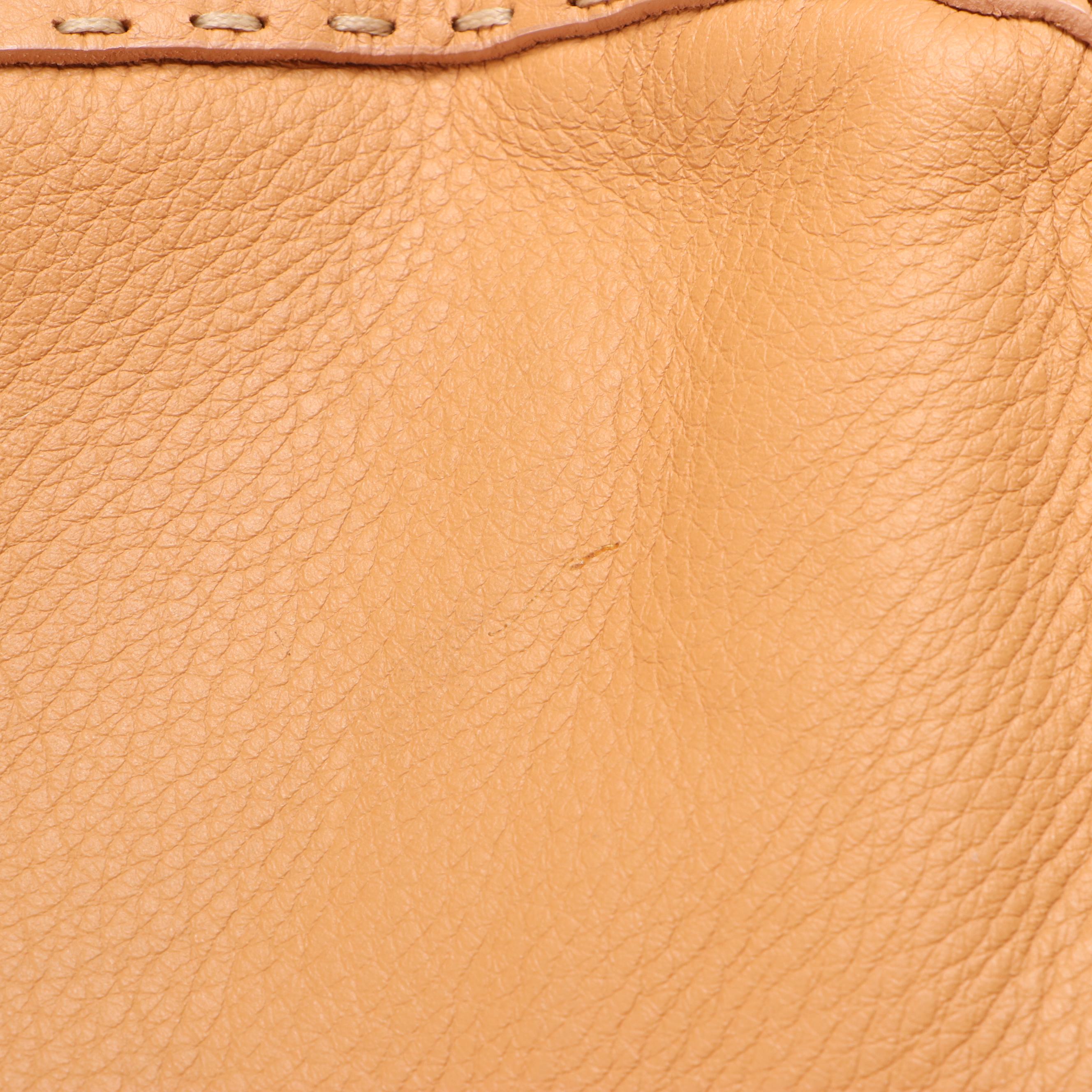 Fendi Semitracolla Selleria Hobo Bag in Natural Italian Pebbled Leather