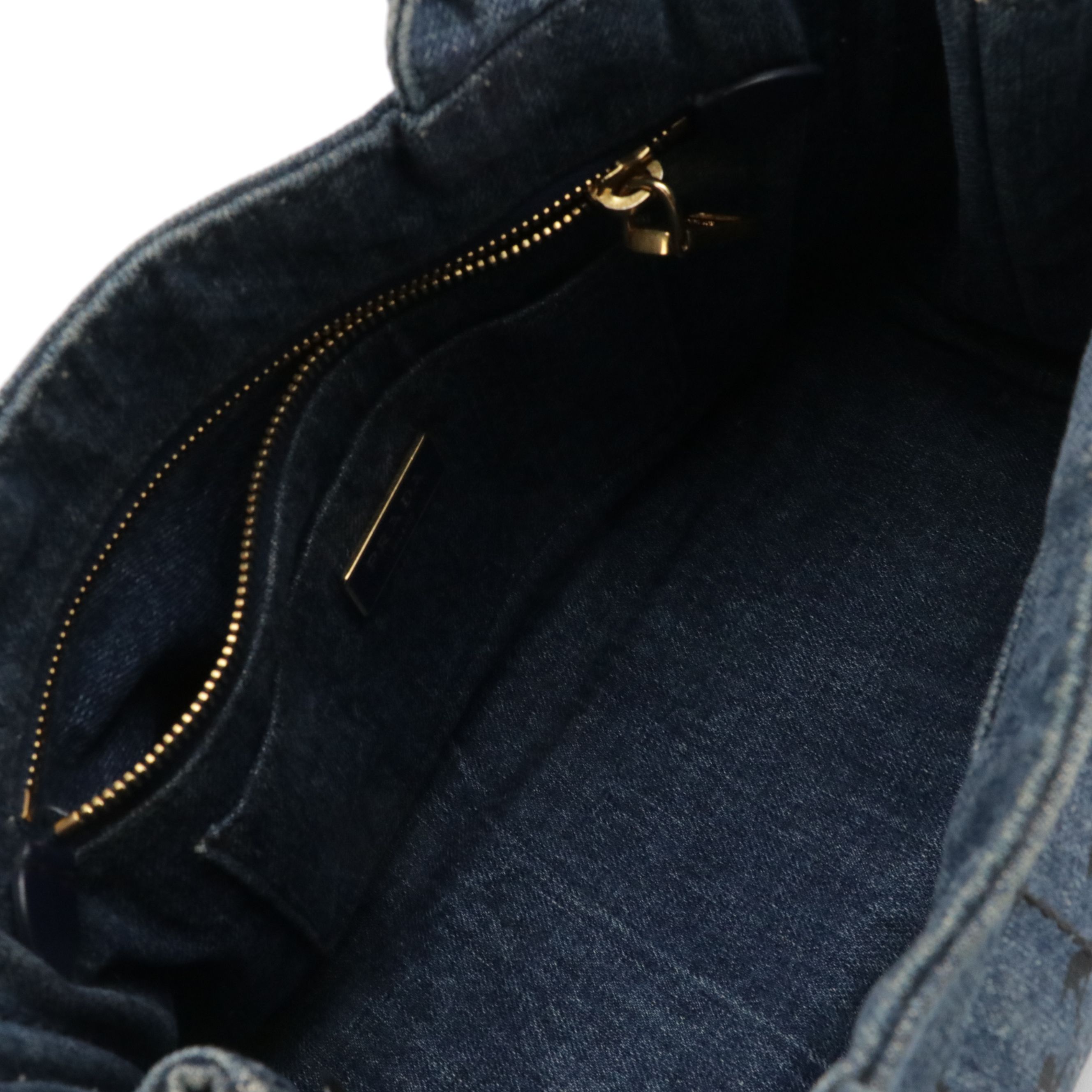 Prada Small Blue Denim Canapa Logo Canvas Small Two-Way Tote