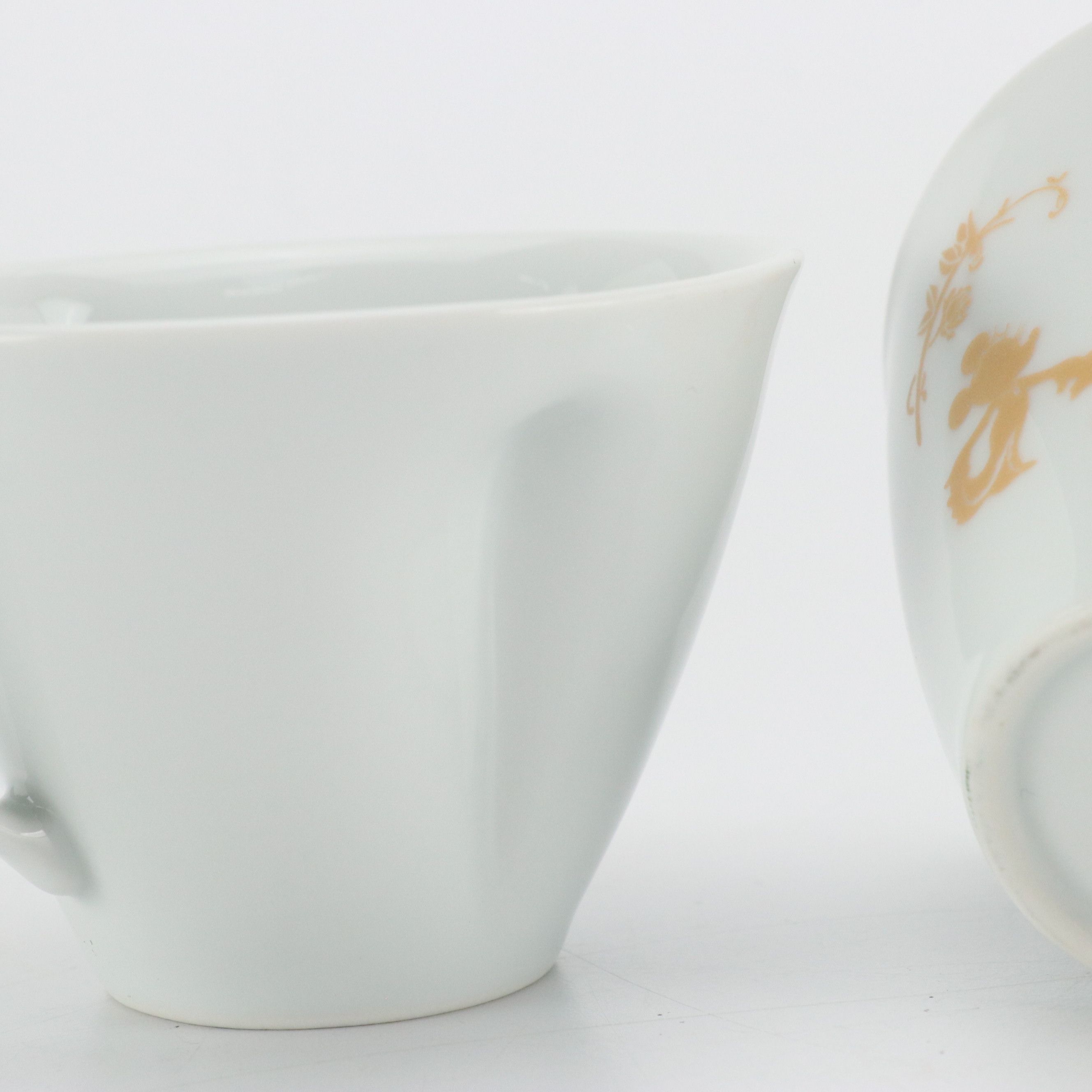 Disney Japan Mickey & Minnie Porcelain "Heartful" Teacups and Saucers, With Box