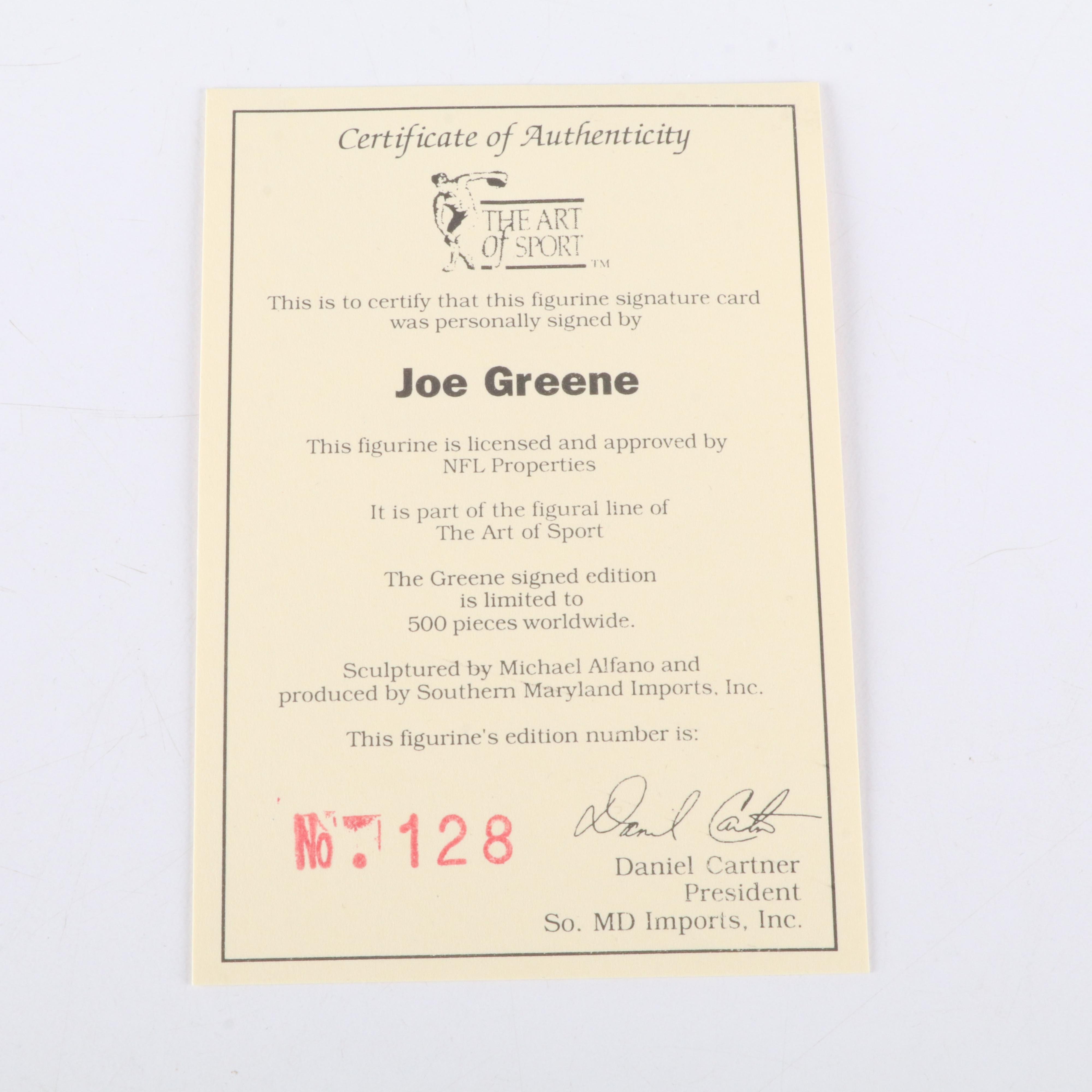 Joe Green Signed Pittsburgh Steelers The Art of Sport Limited Edition Figurine