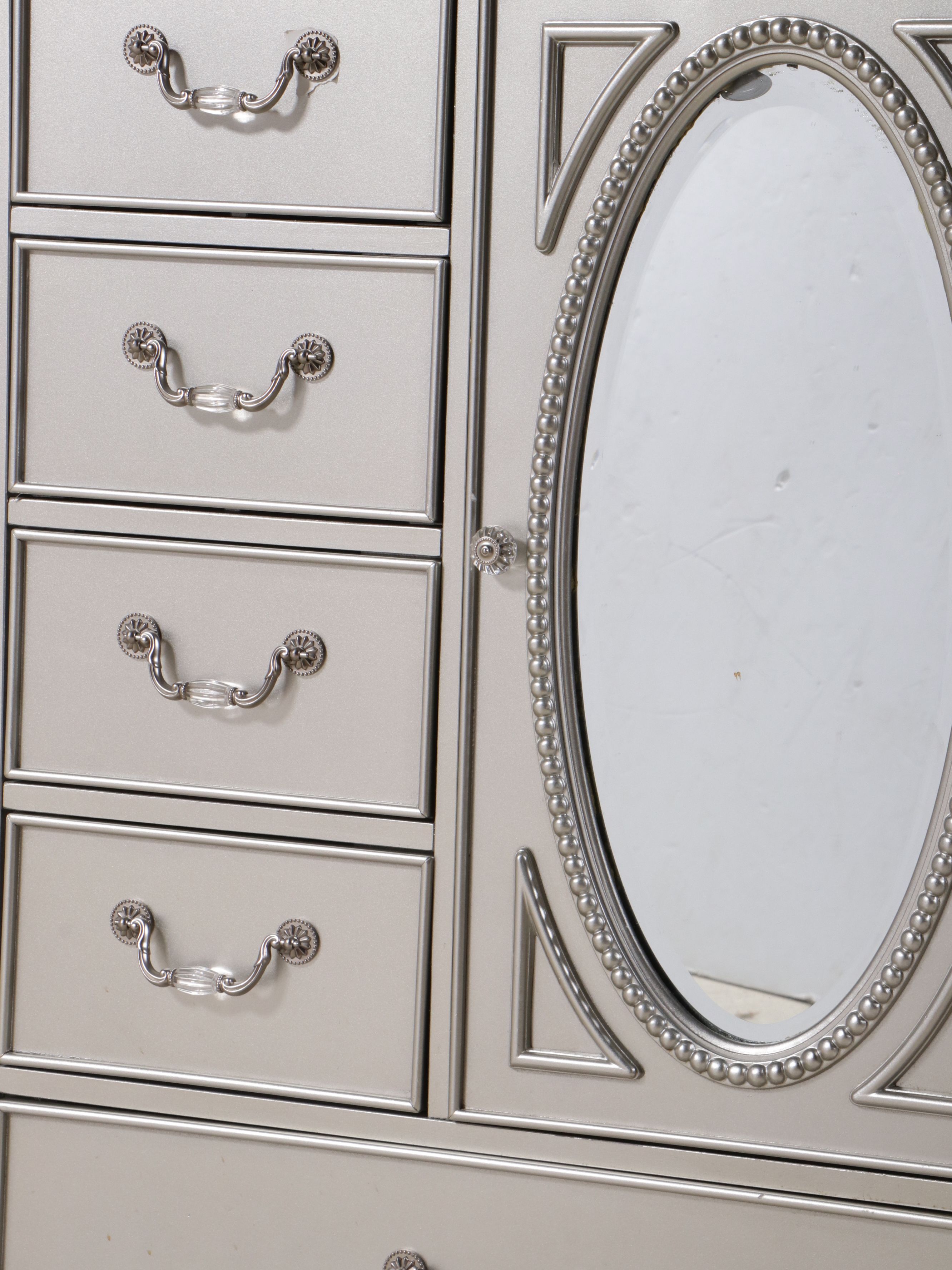 Standard Furniture French Style Silver Painted Wooden Dresser and Chest