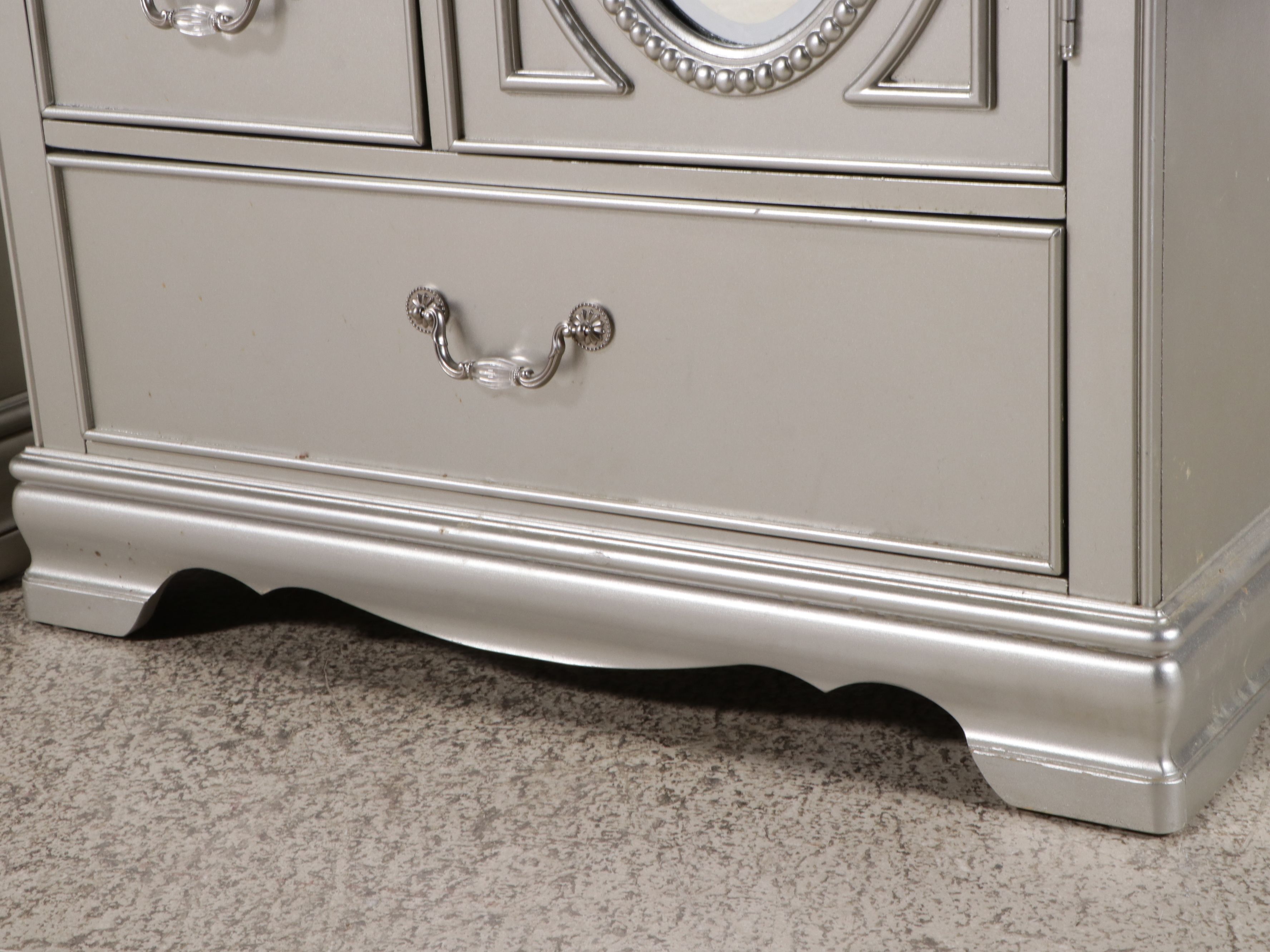 Standard Furniture French Style Silver Painted Wooden Dresser and Chest