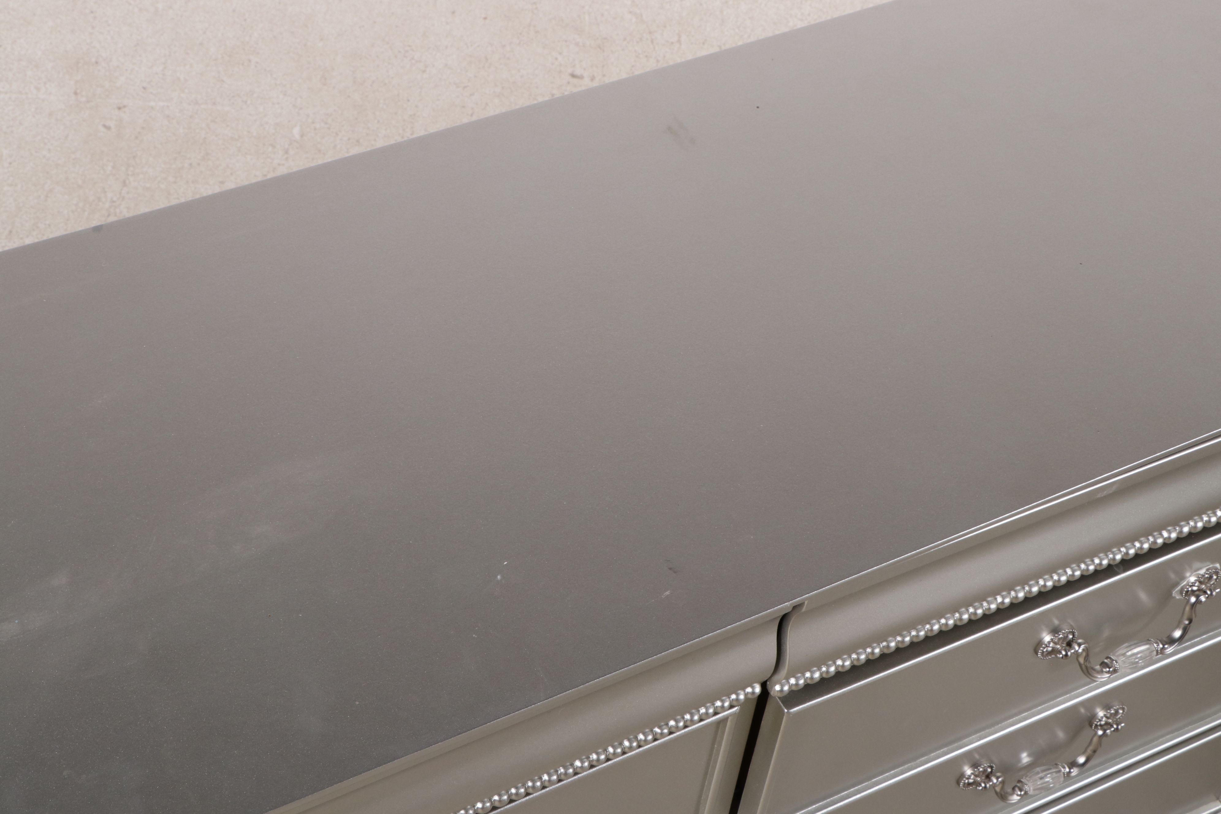 Standard Furniture French Style Silver Painted Wooden Dresser and Chest