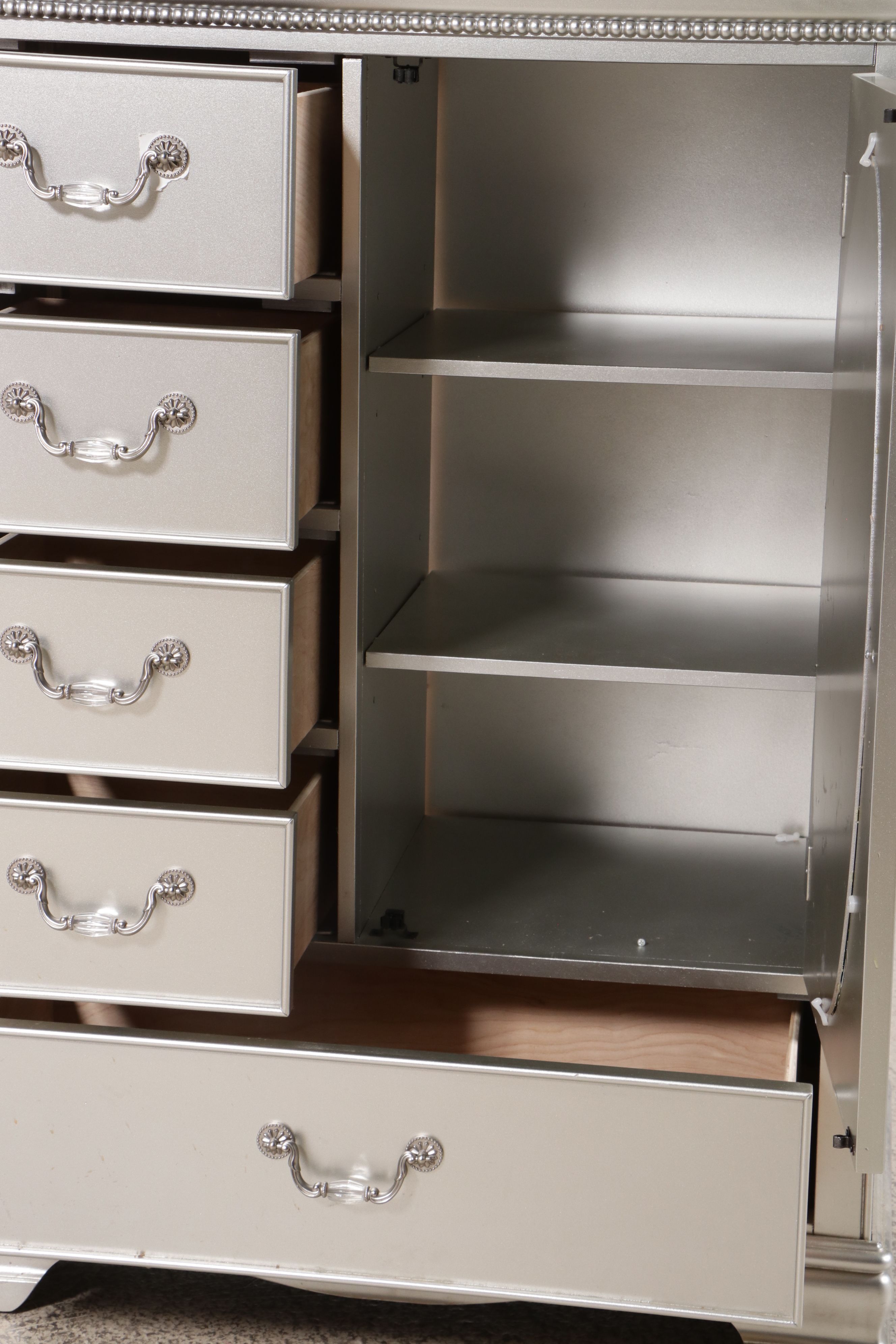 Standard Furniture French Style Silver Painted Wooden Dresser and Chest