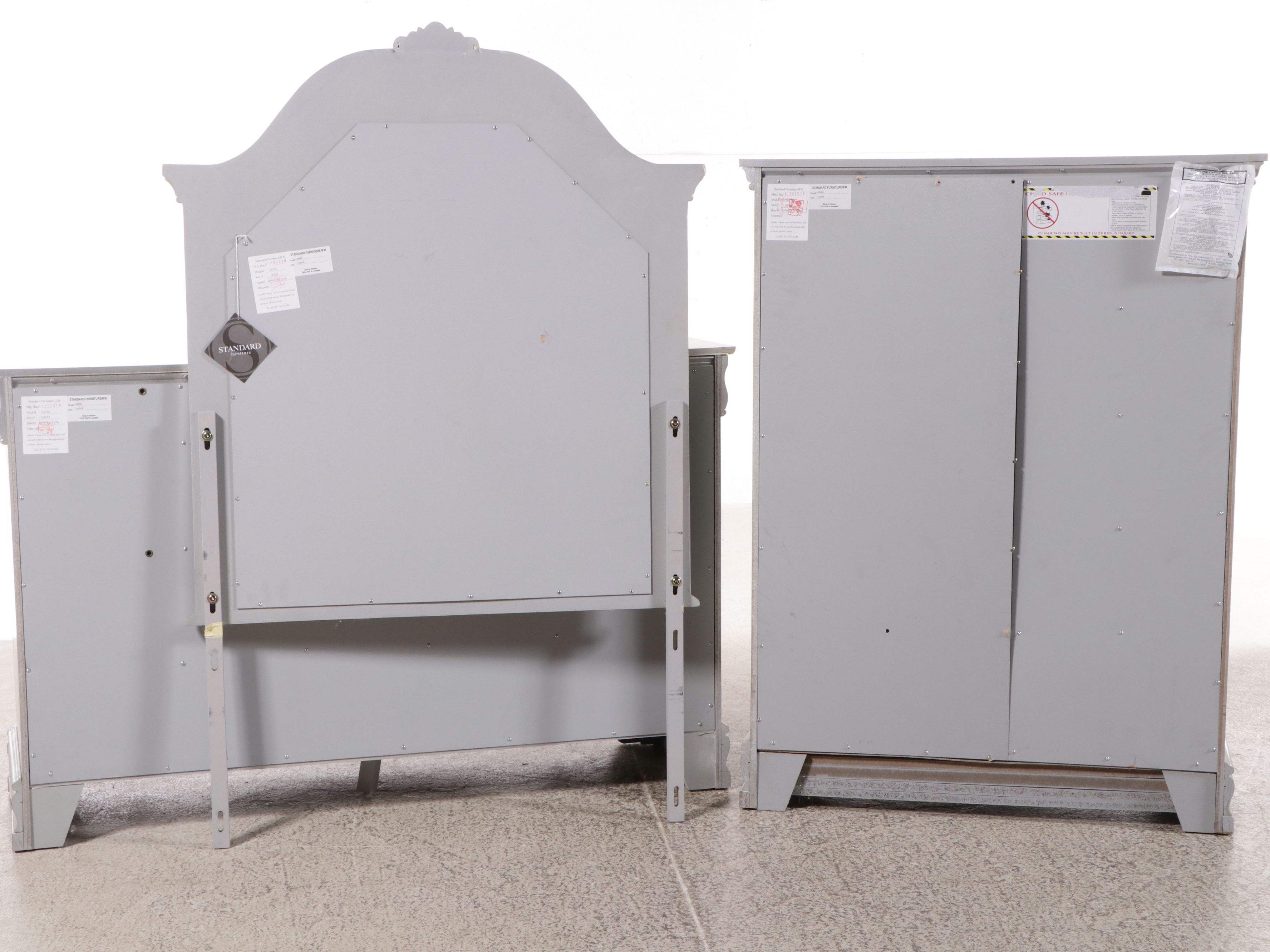 Standard Furniture French Style Silver Painted Wooden Dresser and Chest