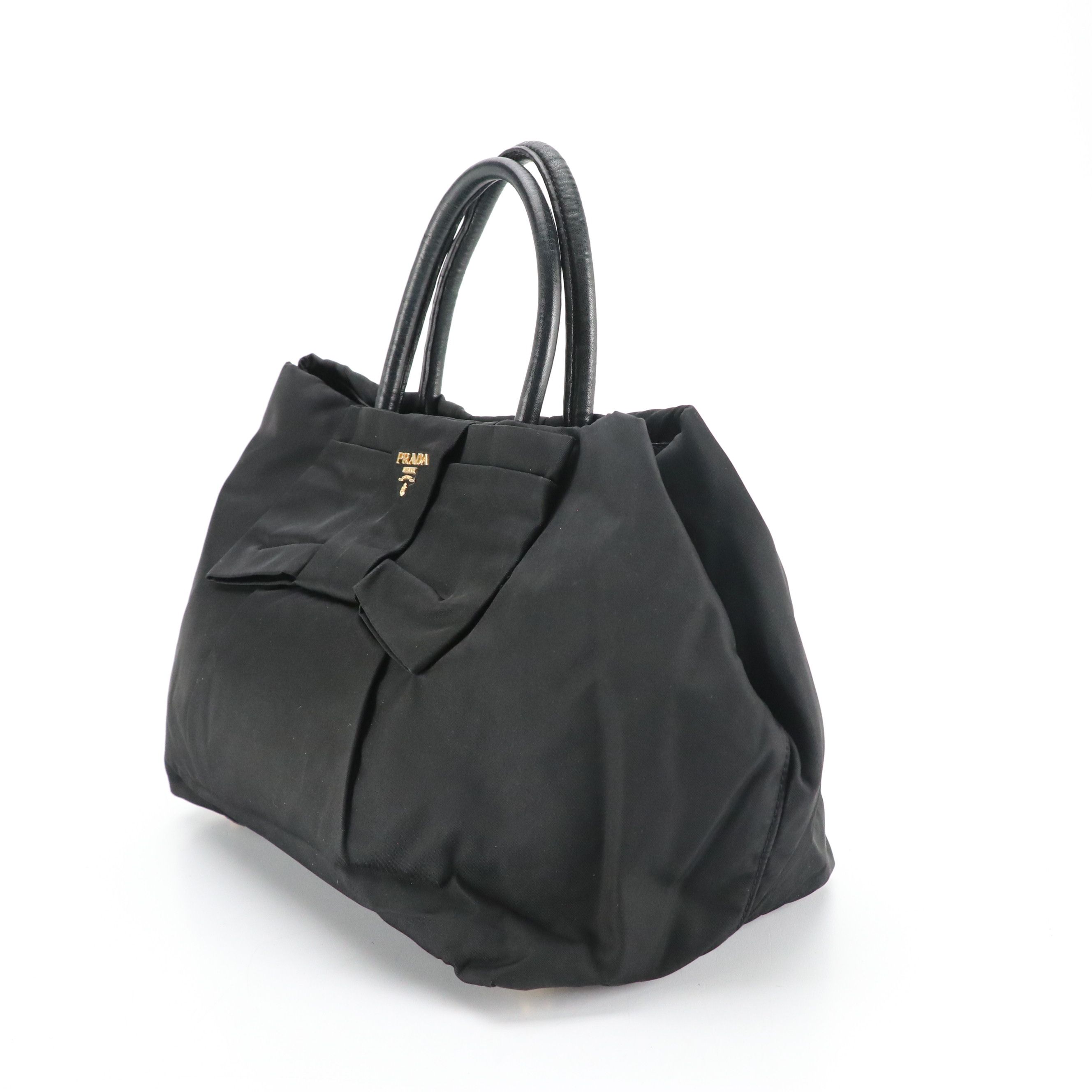 Prada Vara Bow Tote in Black Tessuto Nylon and Leather