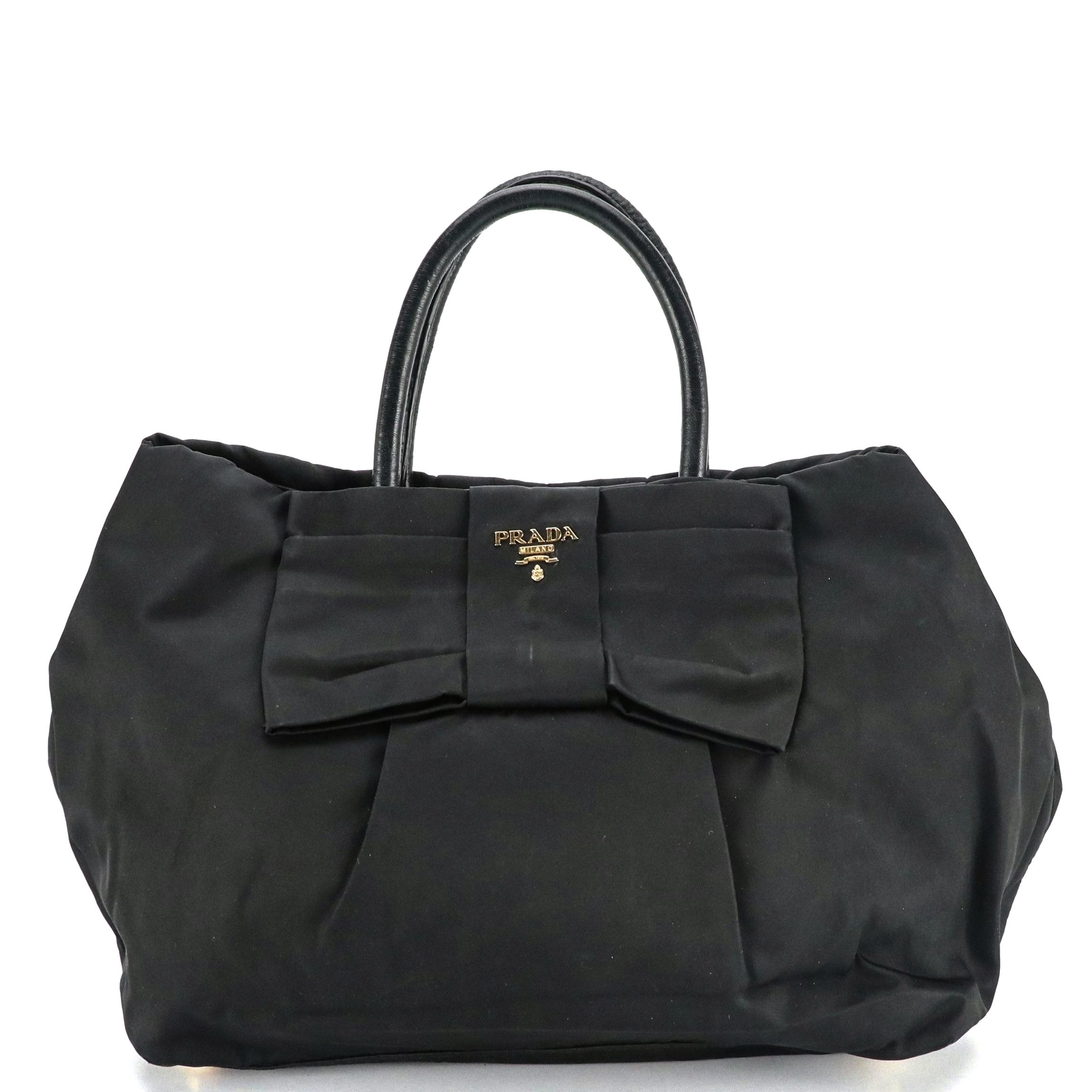 Prada Vara Bow Tote in Black Tessuto Nylon and Leather