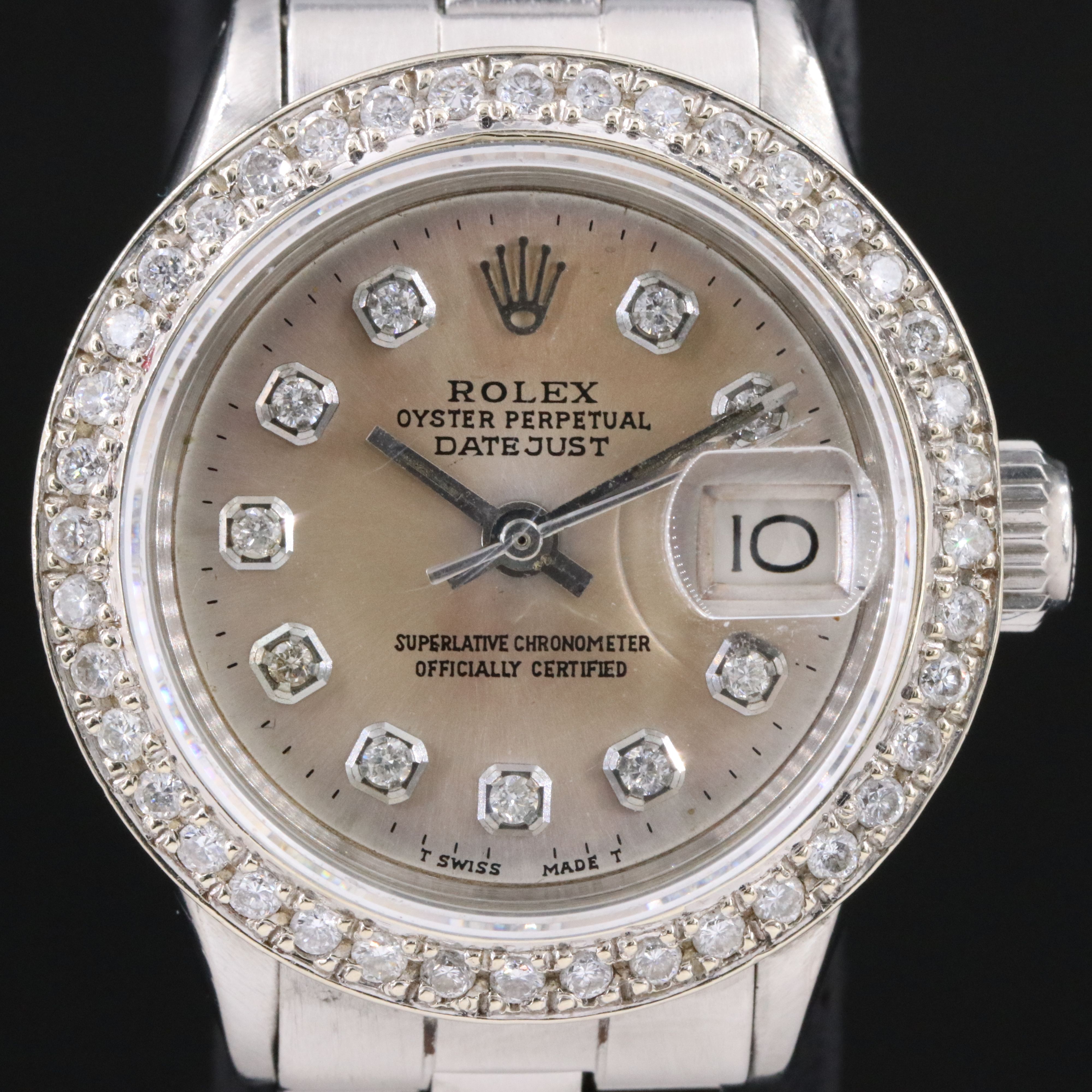 1970 Rolex Custom Diamond Dial & Bezel Datejust Watch