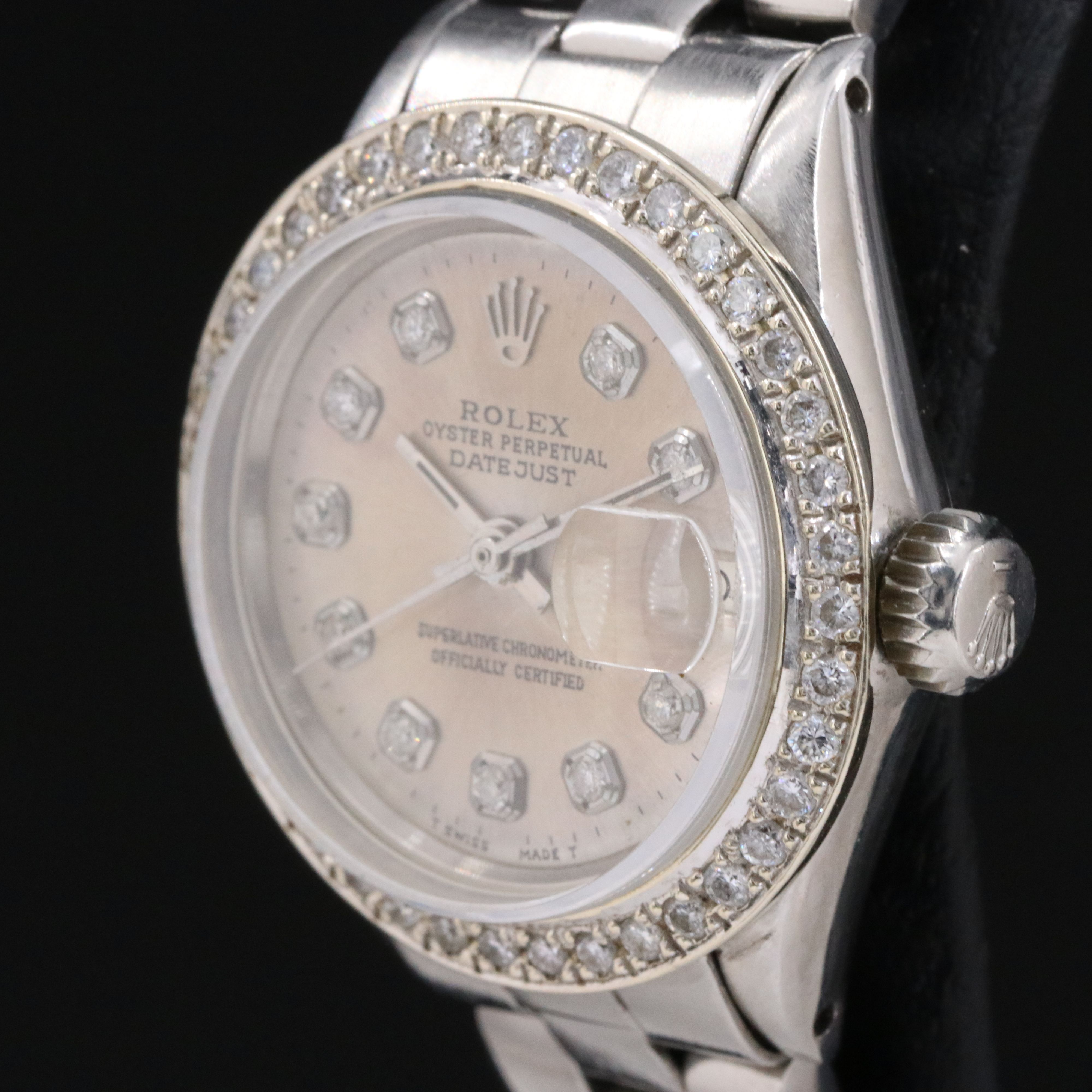 1970 Rolex Custom Diamond Dial & Bezel Datejust Watch