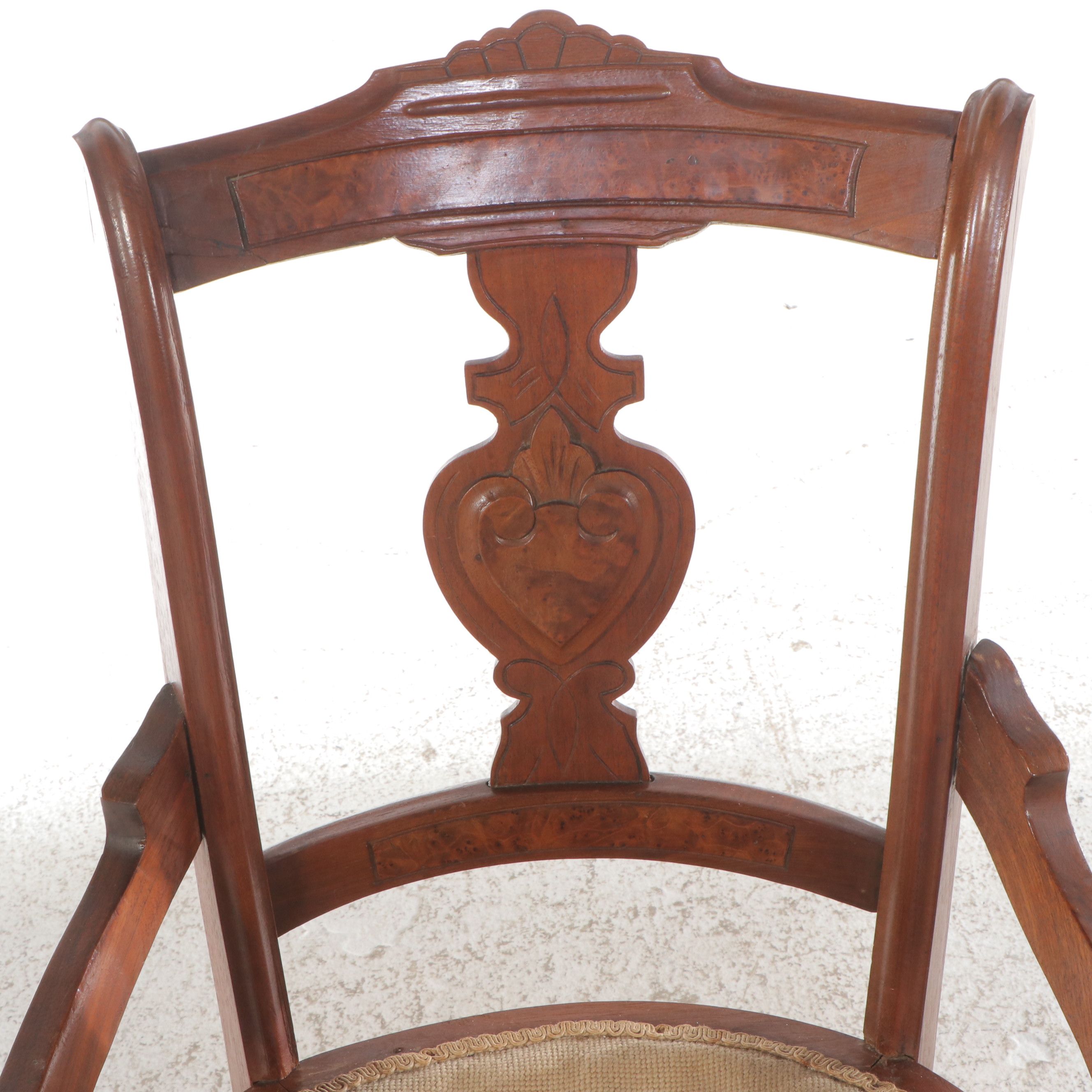 Victorian Walnut Dining Chairs with Needlepoint Upholstery, Early 20th Century