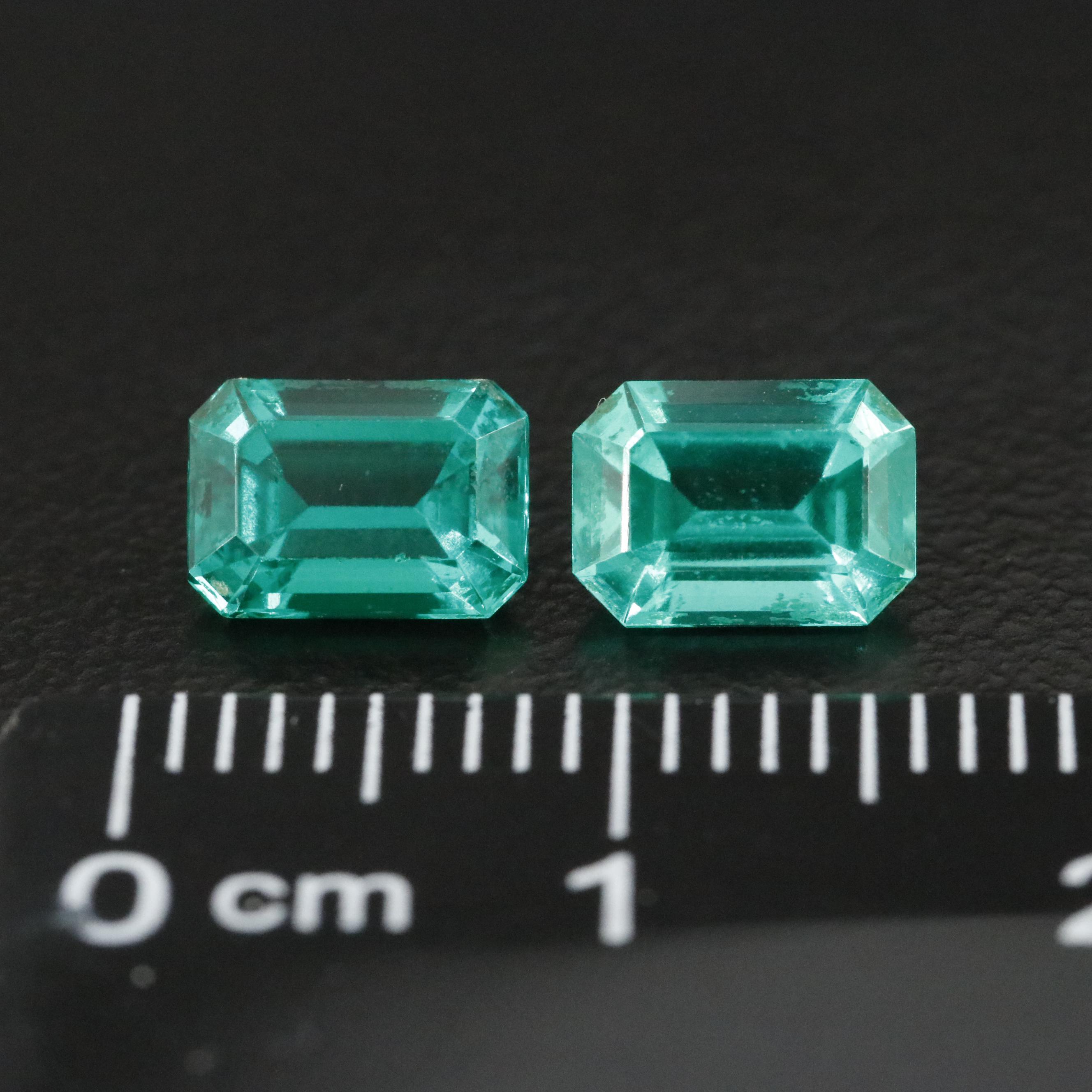 Loose 1.77 CTW Matched Pair of Lab Grown Emeralds