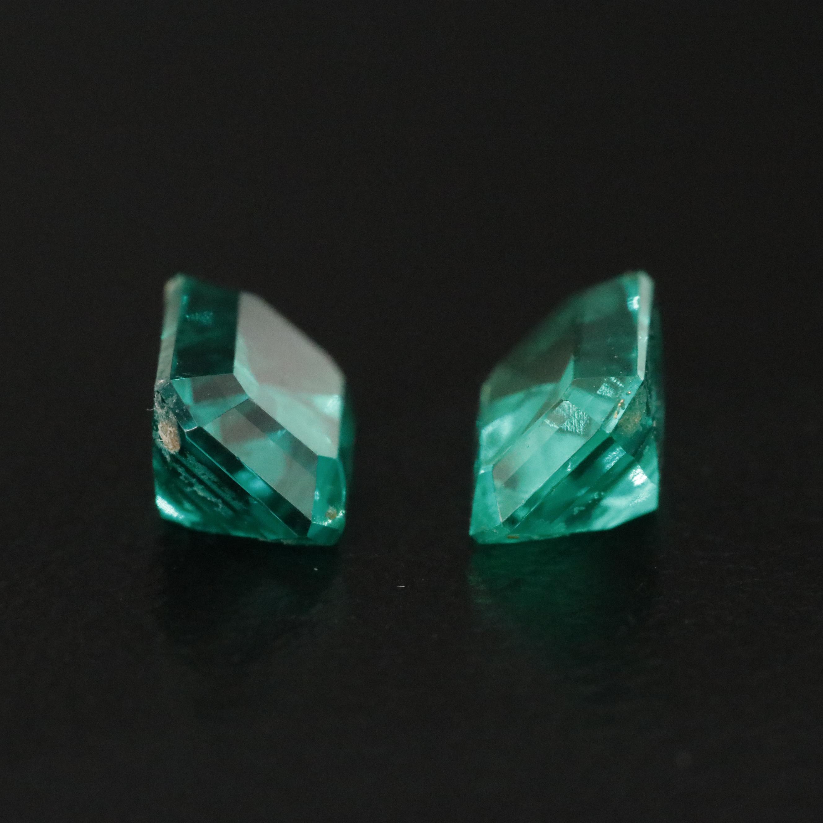 Loose 1.77 CTW Matched Pair of Lab Grown Emeralds