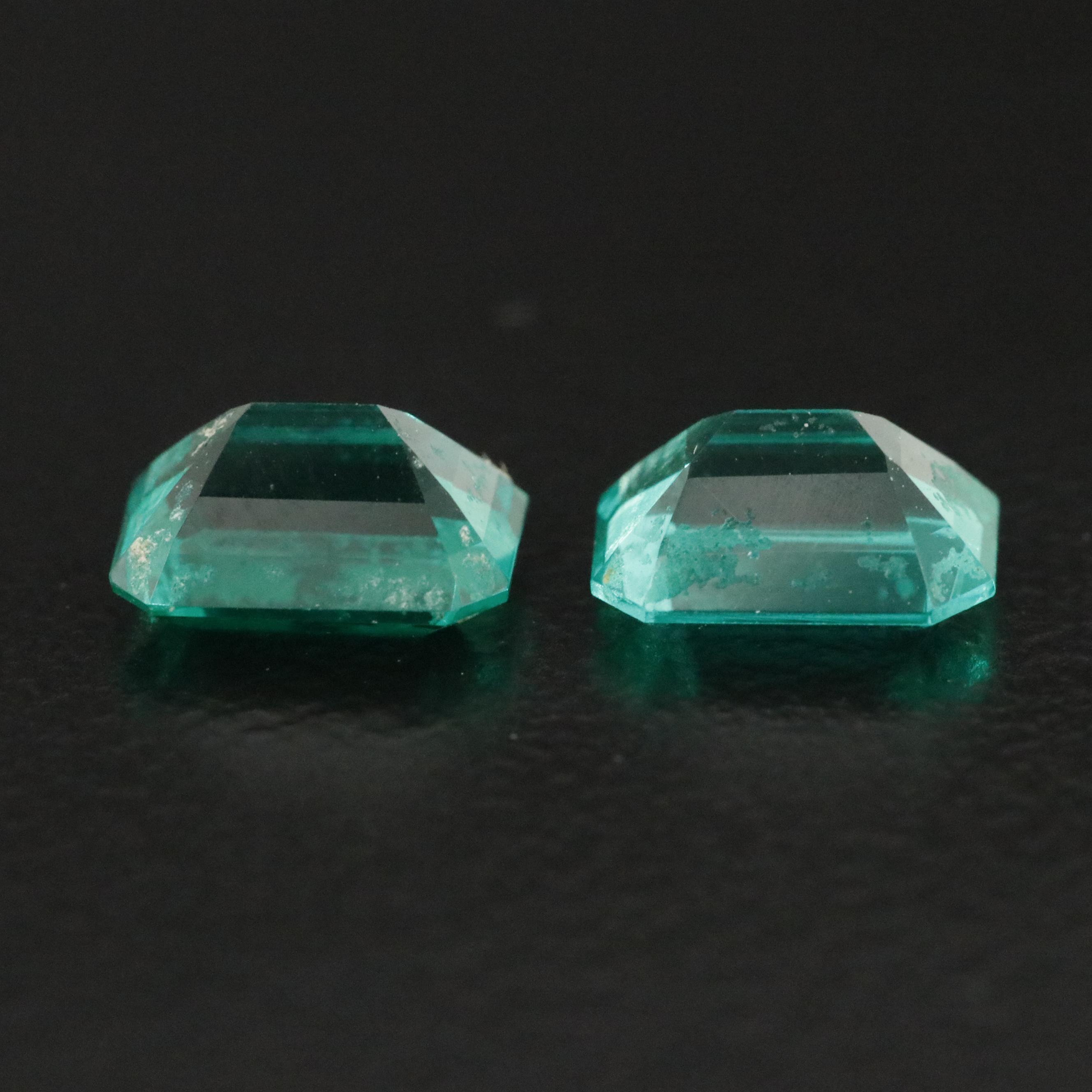 Loose 1.77 CTW Matched Pair of Lab Grown Emeralds