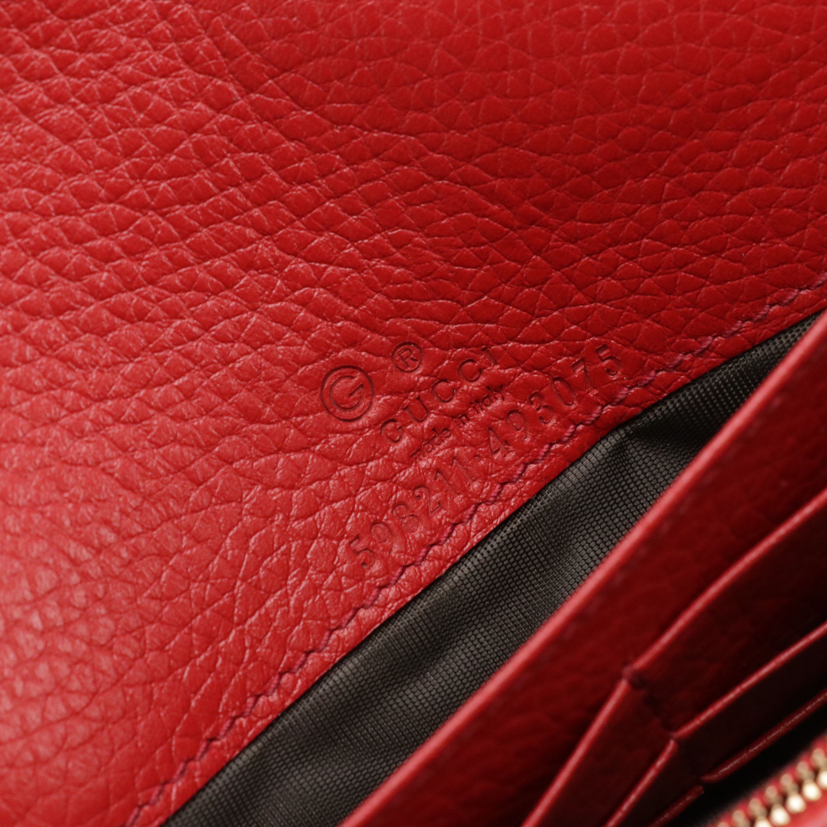 Gucci Soho Clutch Wallet on Chain in Red Grained Calfskin Leather