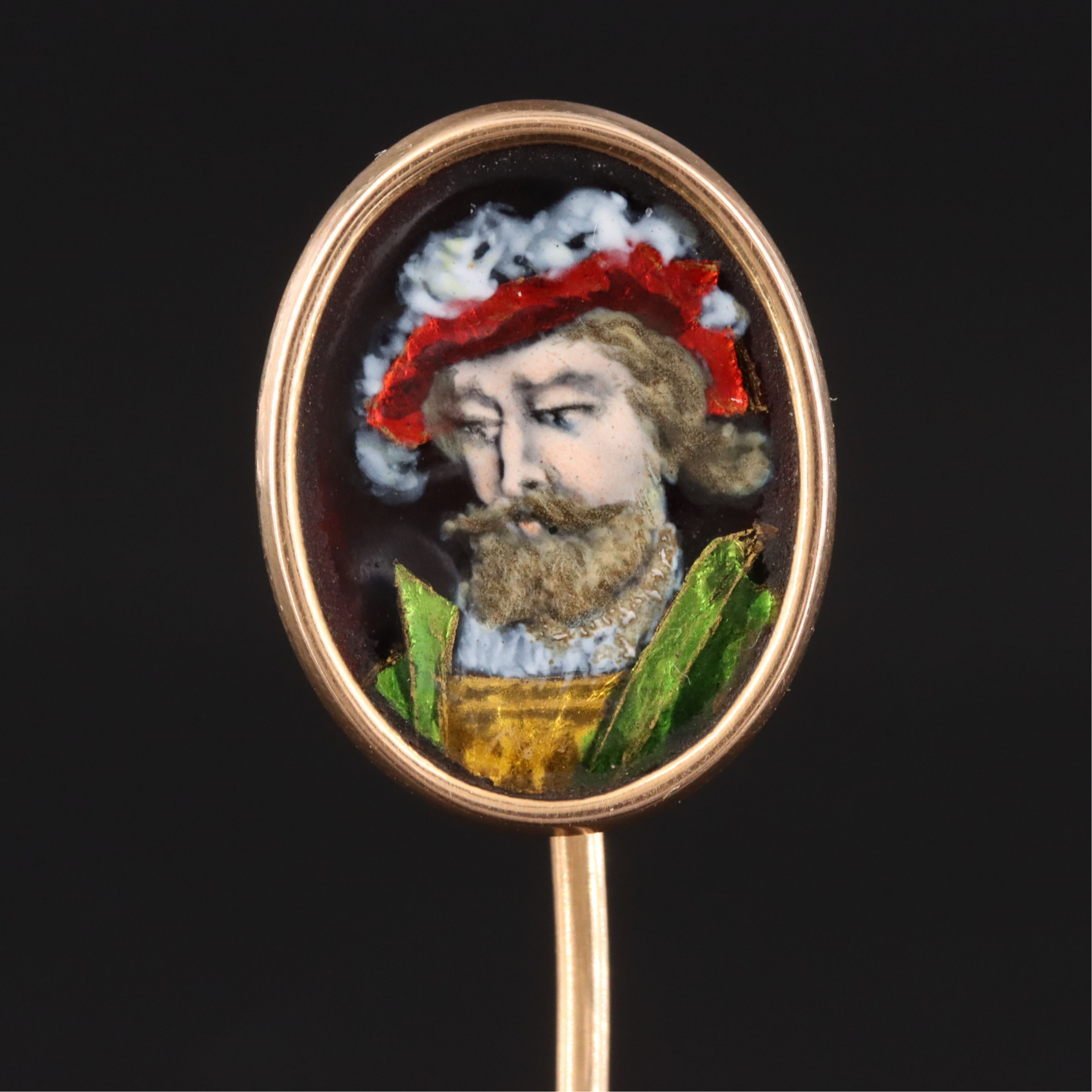 Antique French 18K Grisaille Enamel Stickpin