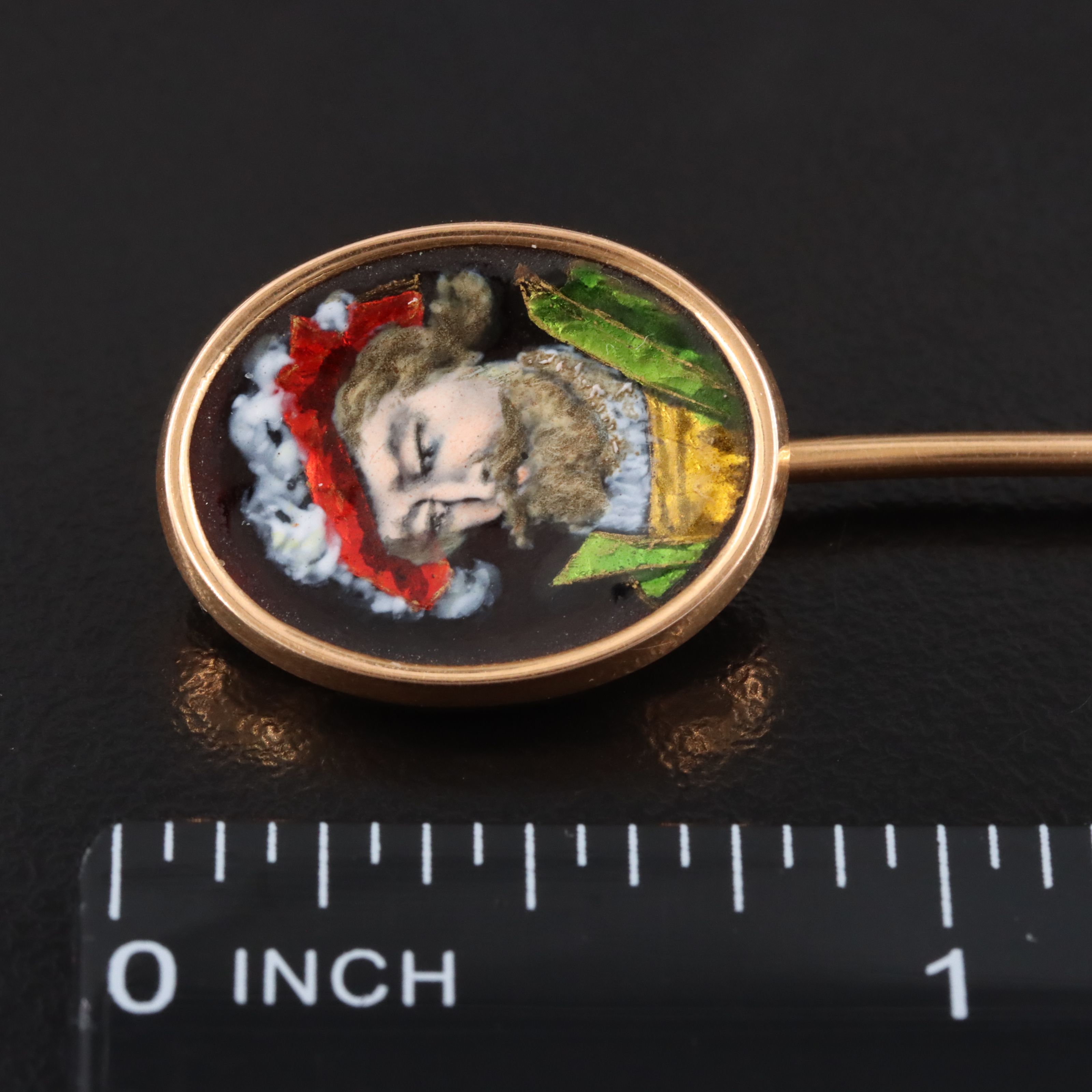 Antique French 18K Grisaille Enamel Stickpin