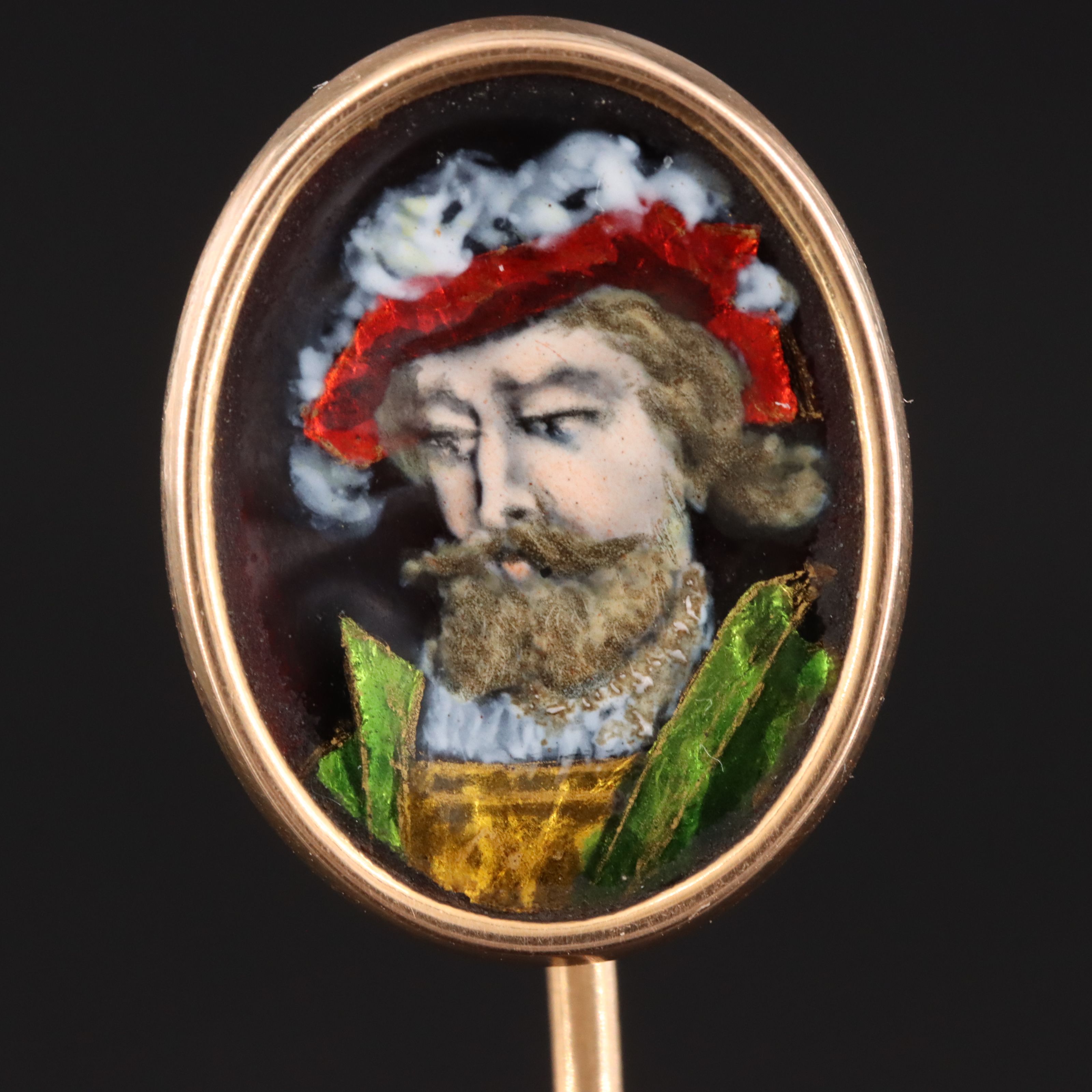 Antique French 18K Grisaille Enamel Stickpin