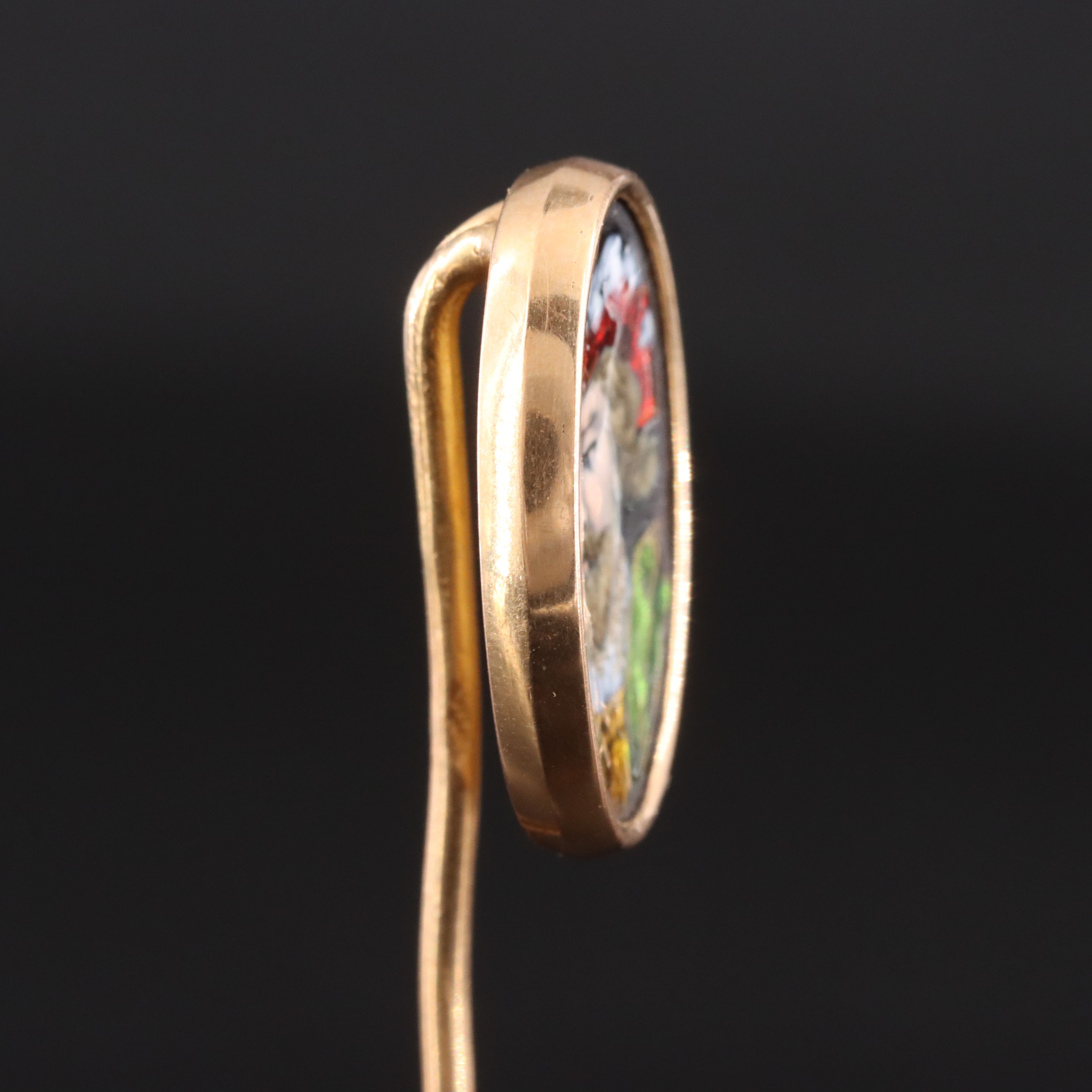 Antique French 18K Grisaille Enamel Stickpin