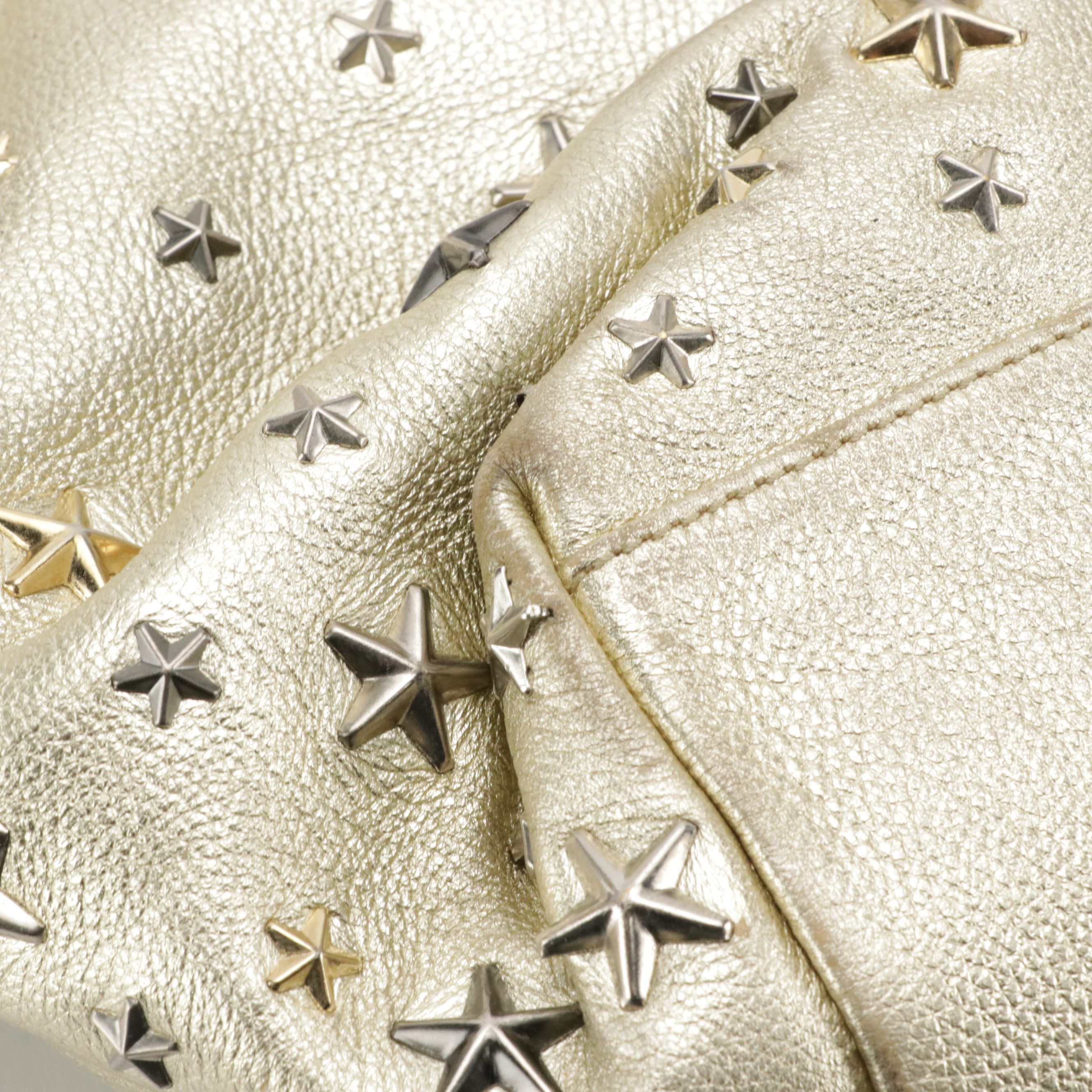 Jimmy Choo Star Studded Tote Bag in Metallic Gold Grained Calf Leather