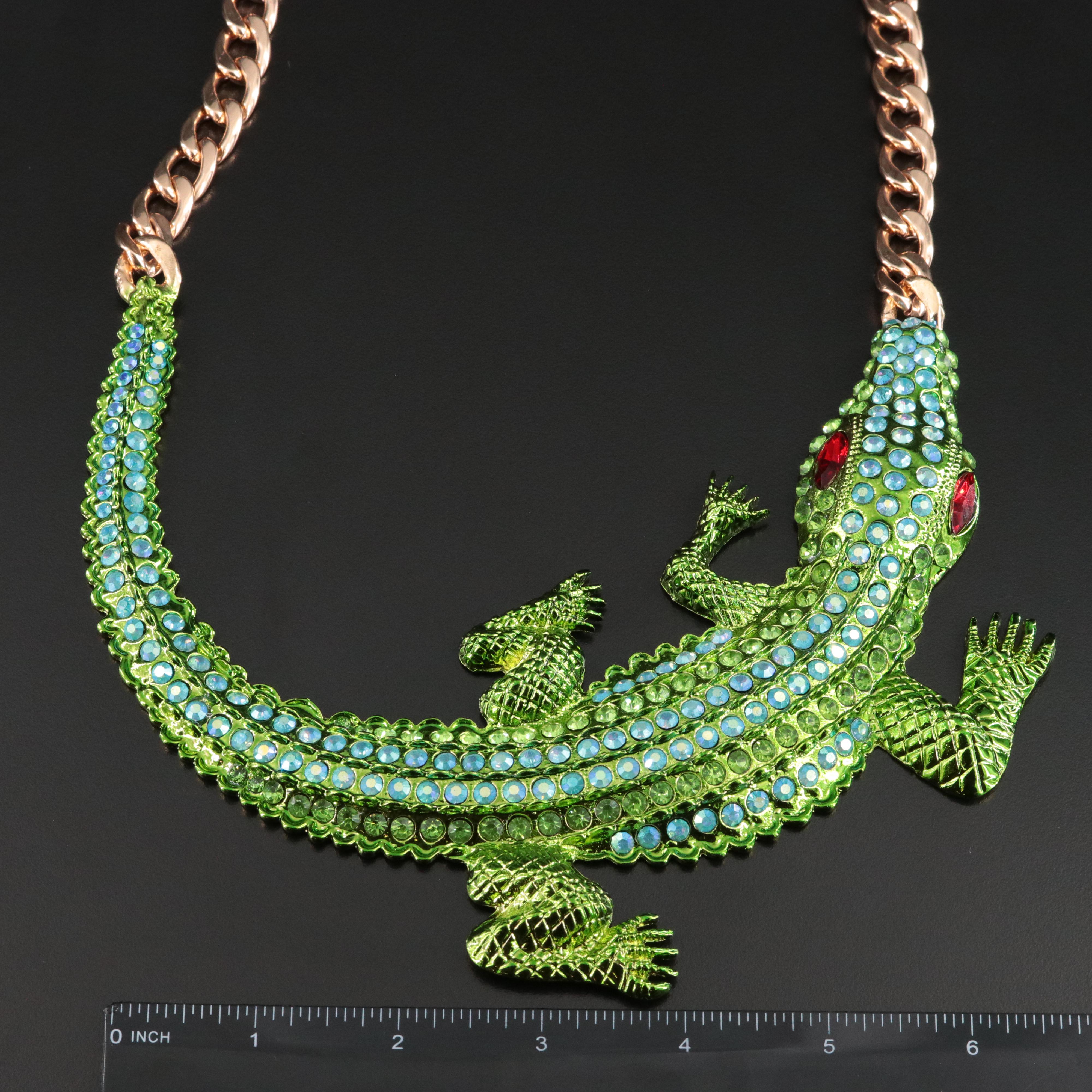 Rhinestone Alligator Statement Necklace