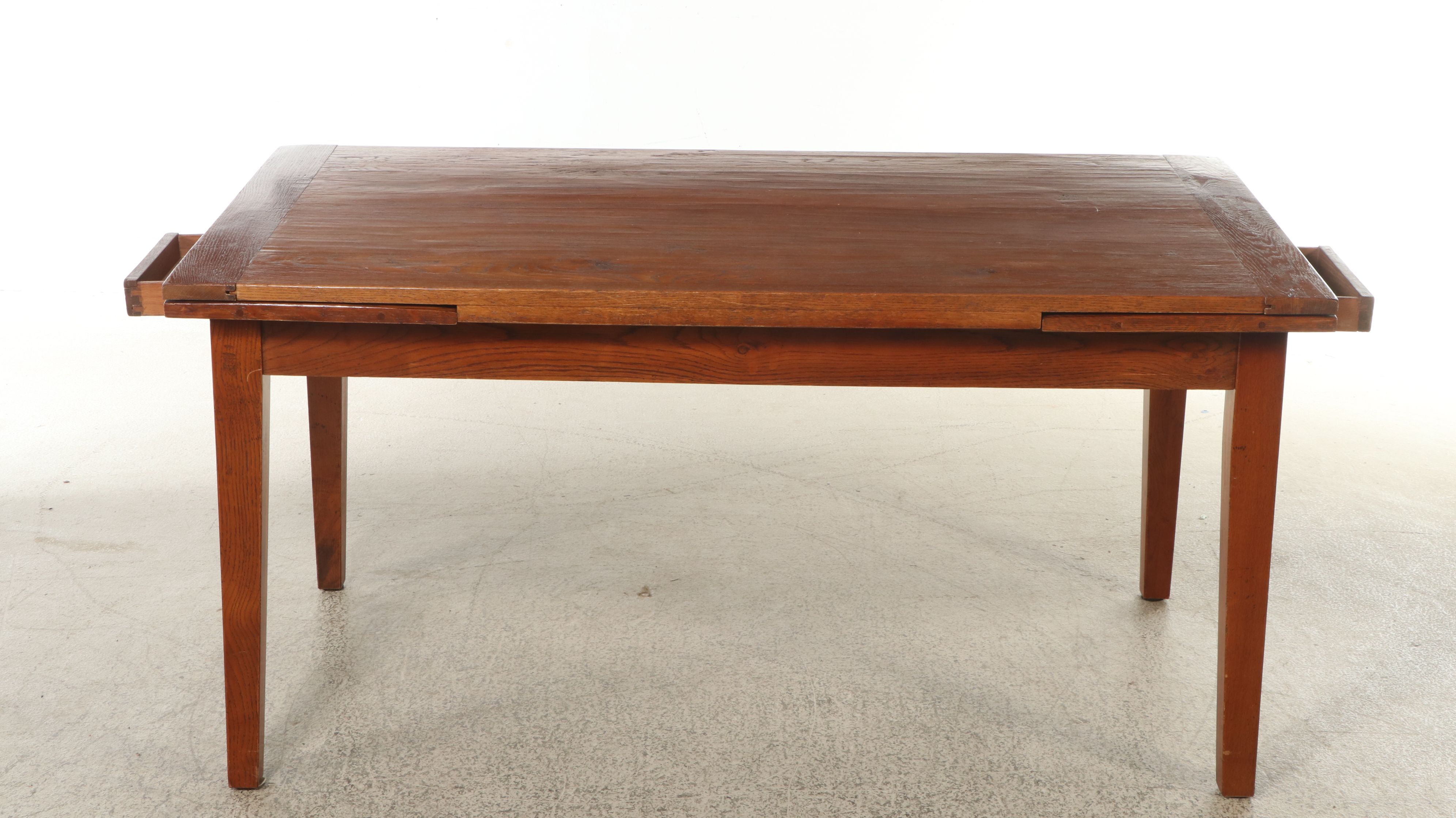 Arts & Crafts Style Oak Extending Table with Mid Century Modern Style Chairs