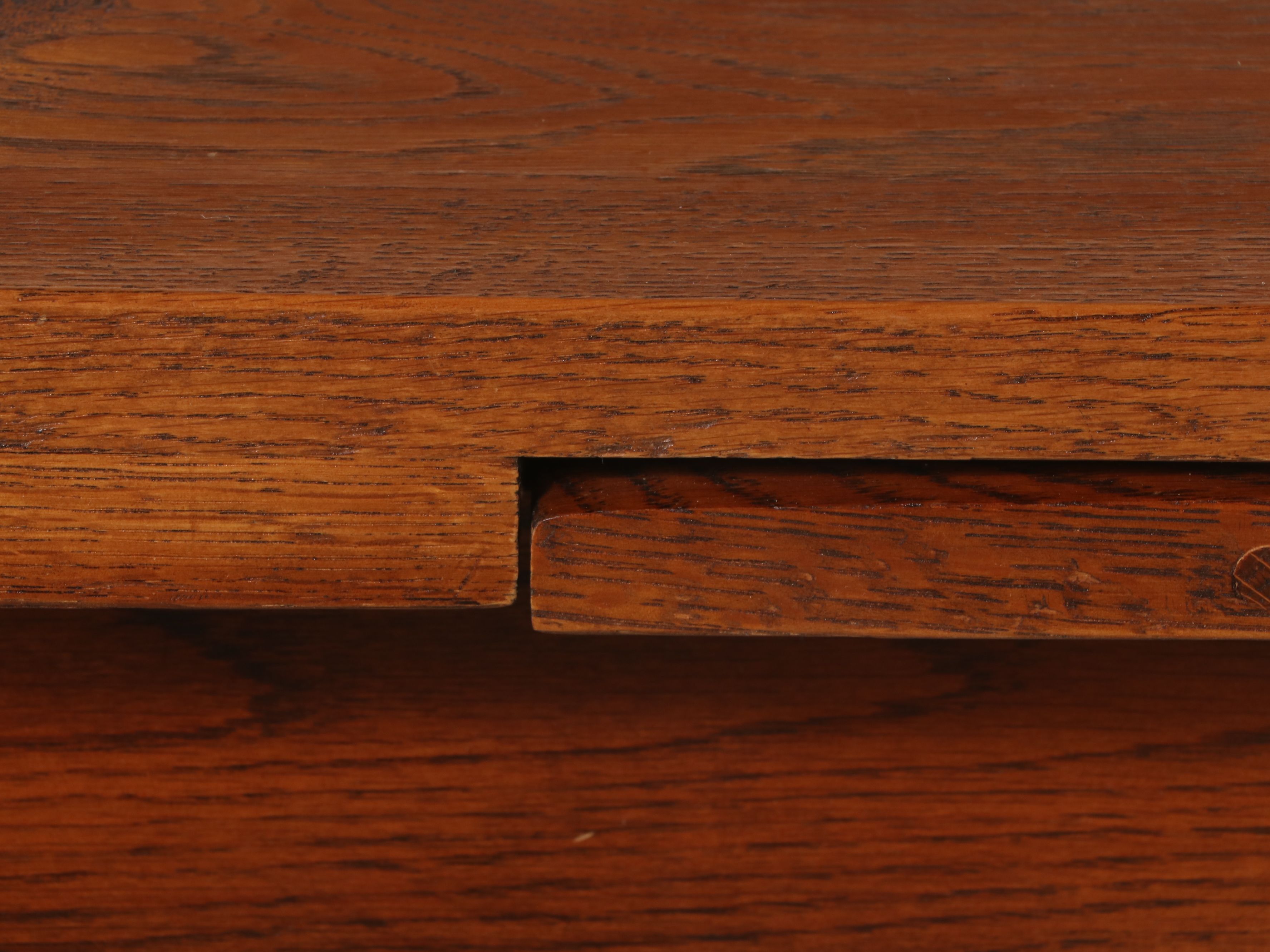 Arts & Crafts Style Oak Extending Table with Mid Century Modern Style Chairs