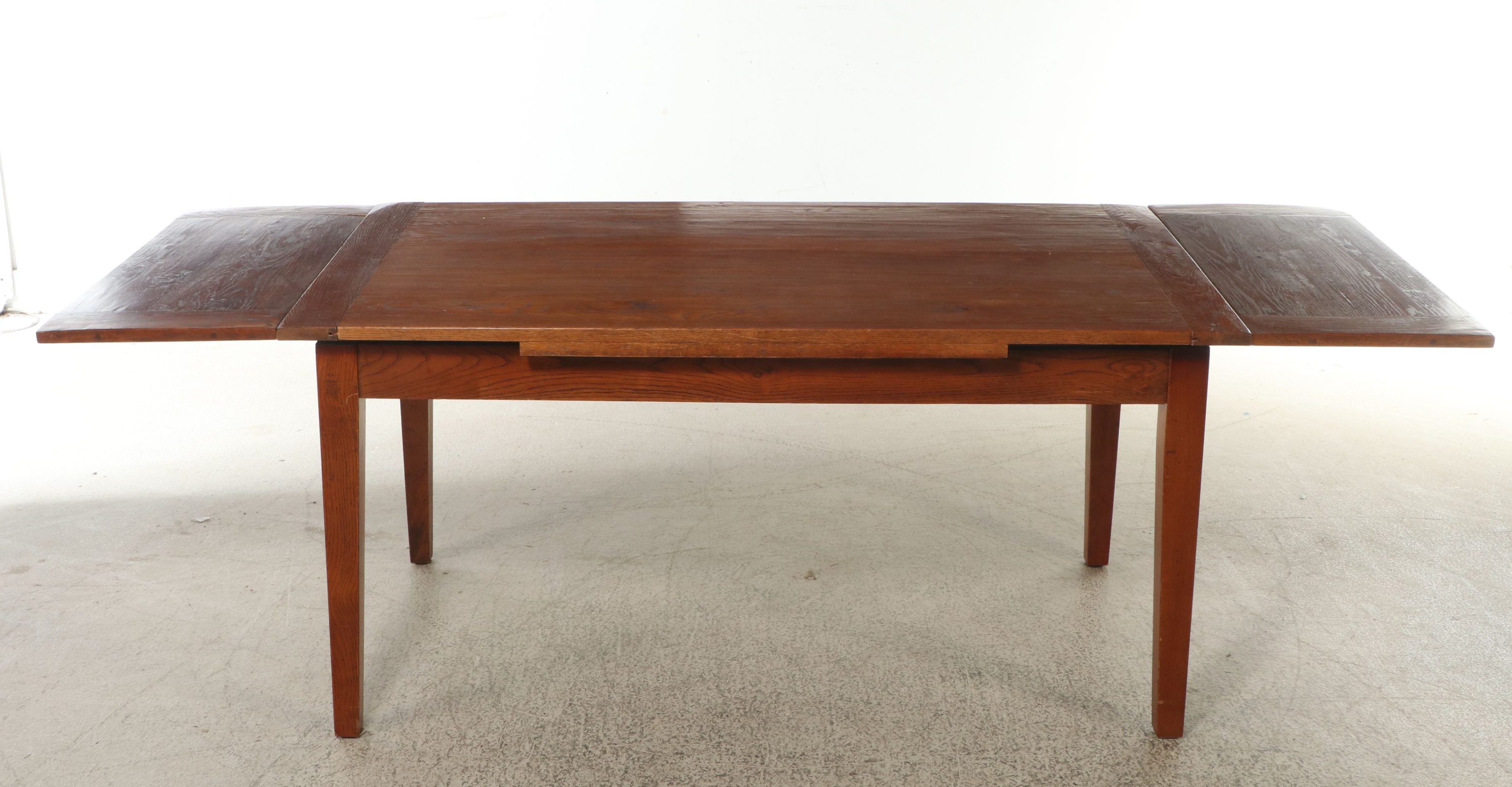 Arts & Crafts Style Oak Extending Table with Mid Century Modern Style Chairs