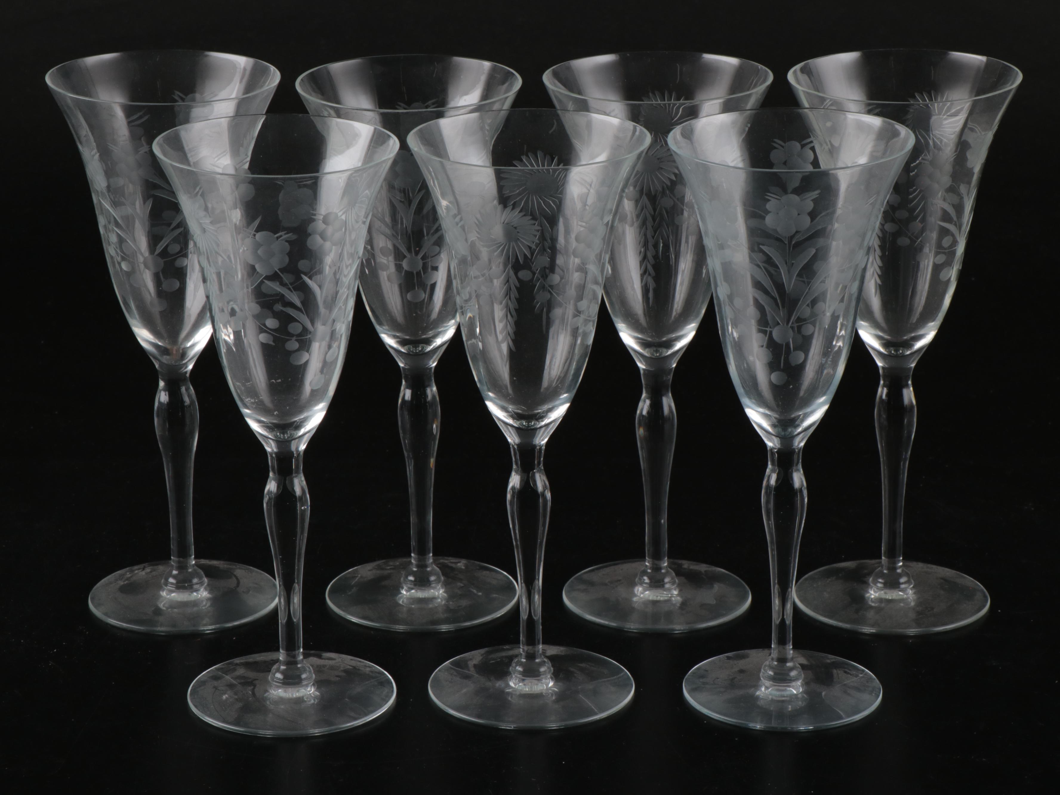 Floral Wine Glasses with Low Sherbet Glasses