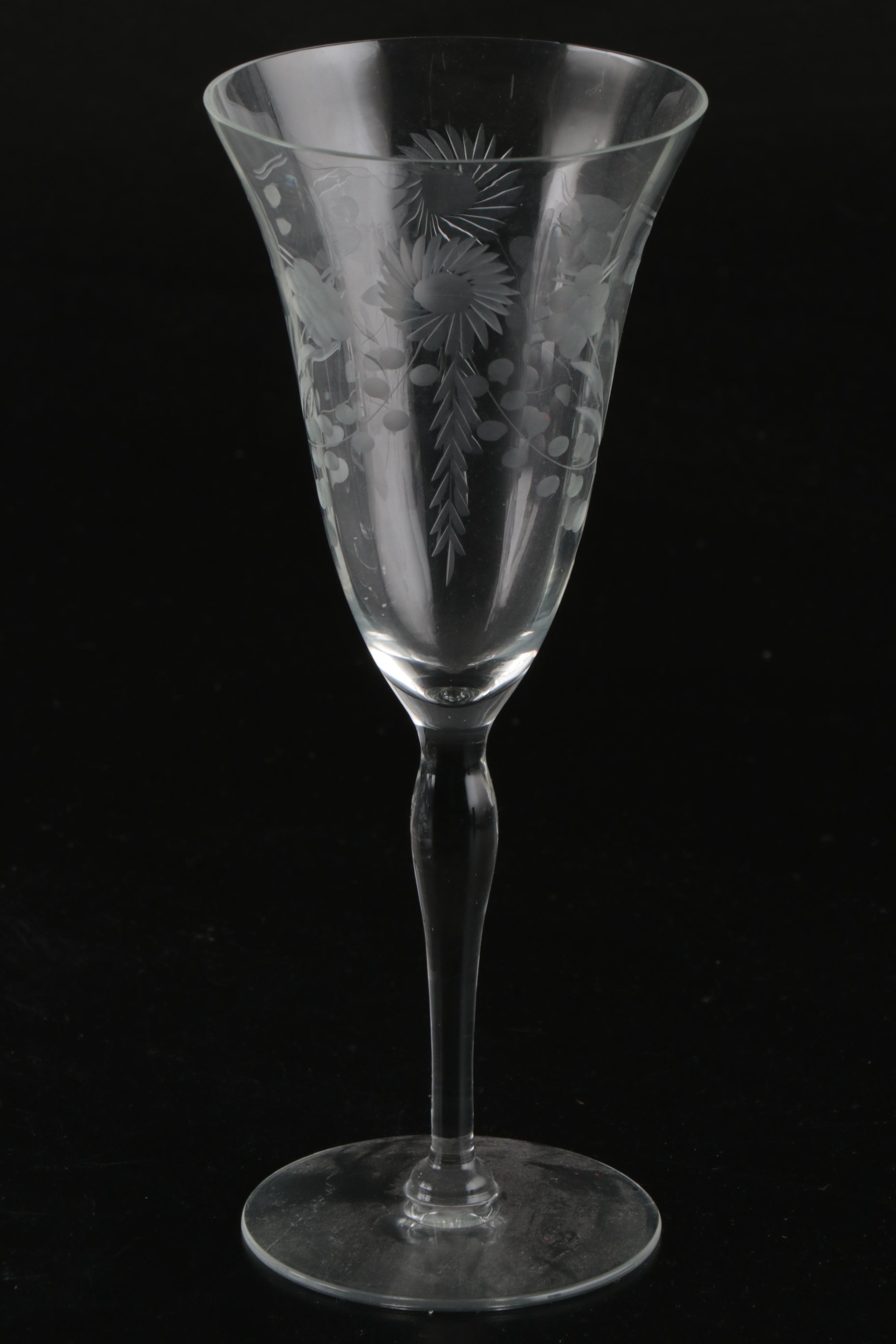 Floral Wine Glasses with Low Sherbet Glasses