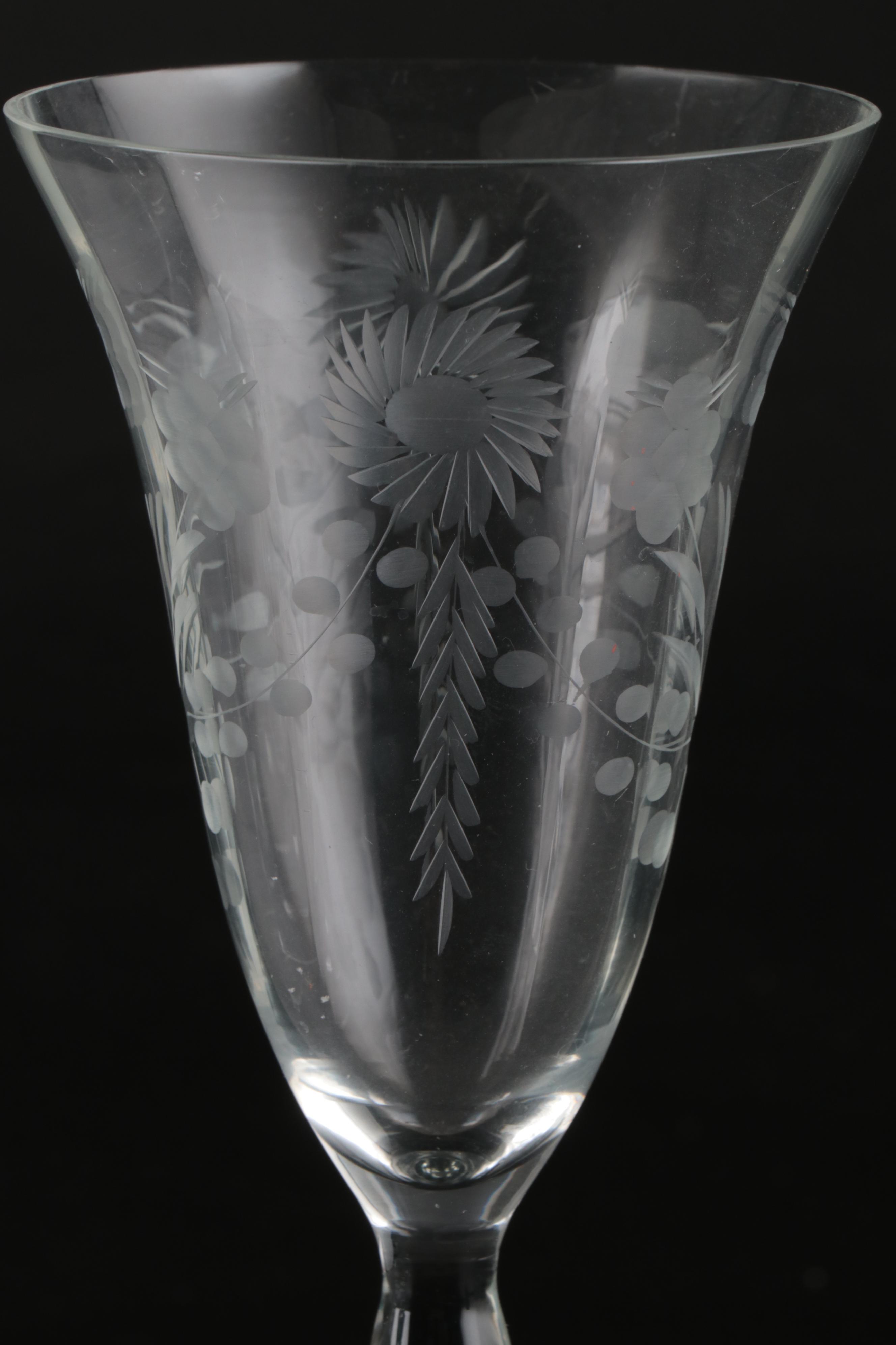 Floral Wine Glasses with Low Sherbet Glasses