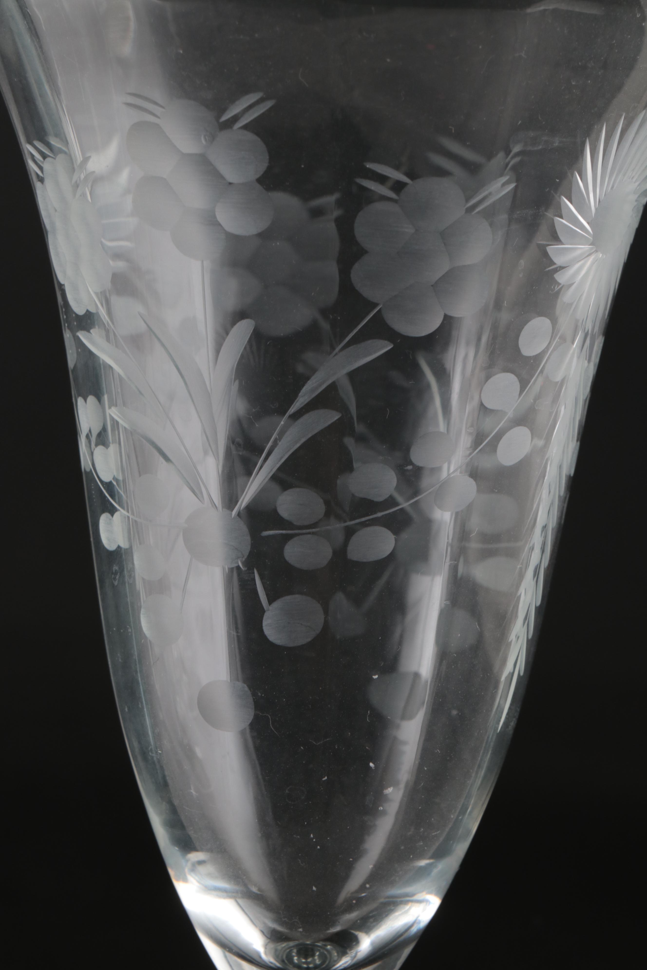 Floral Wine Glasses with Low Sherbet Glasses