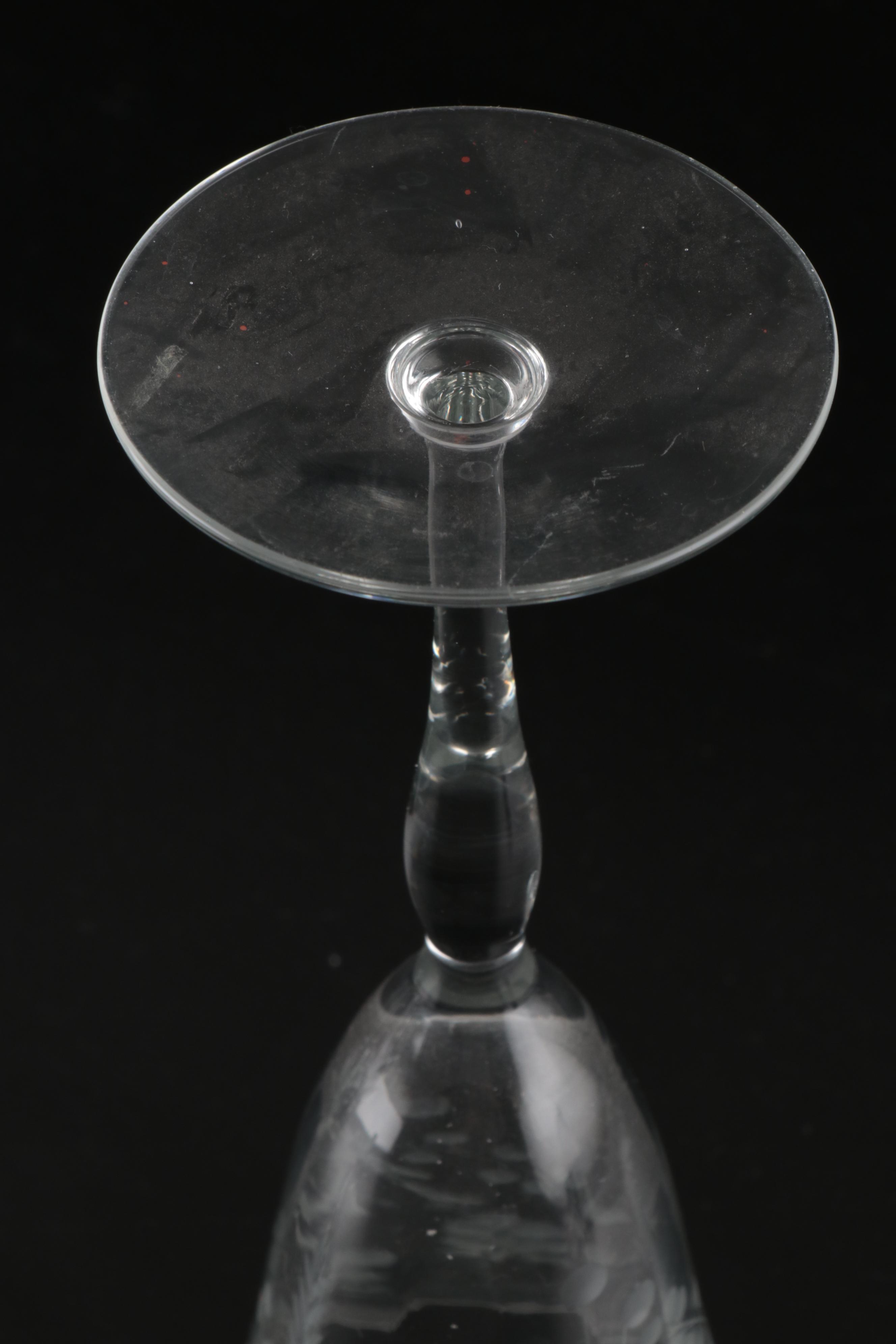 Floral Wine Glasses with Low Sherbet Glasses