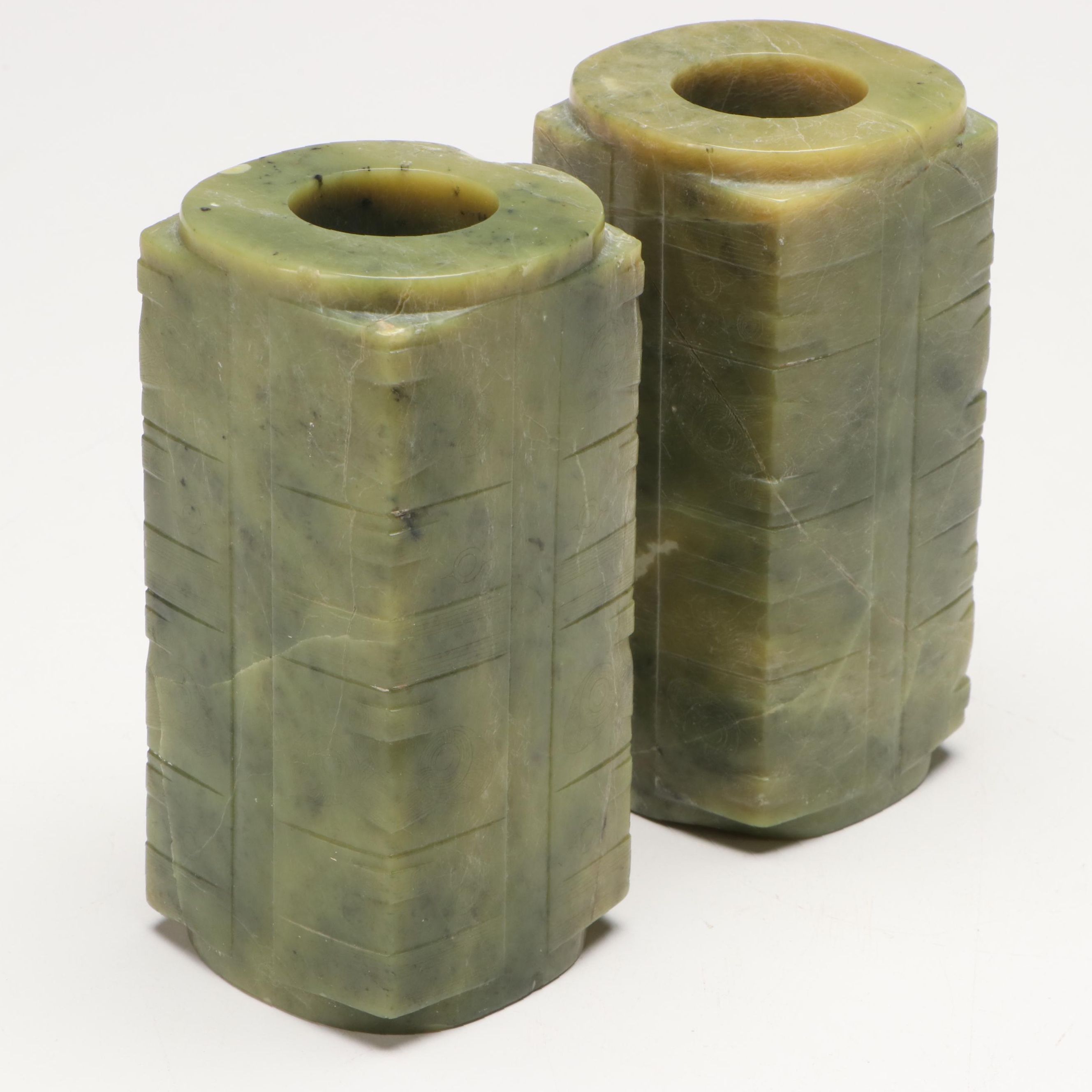 Chinese Liangzhu Style Serpentine Congs