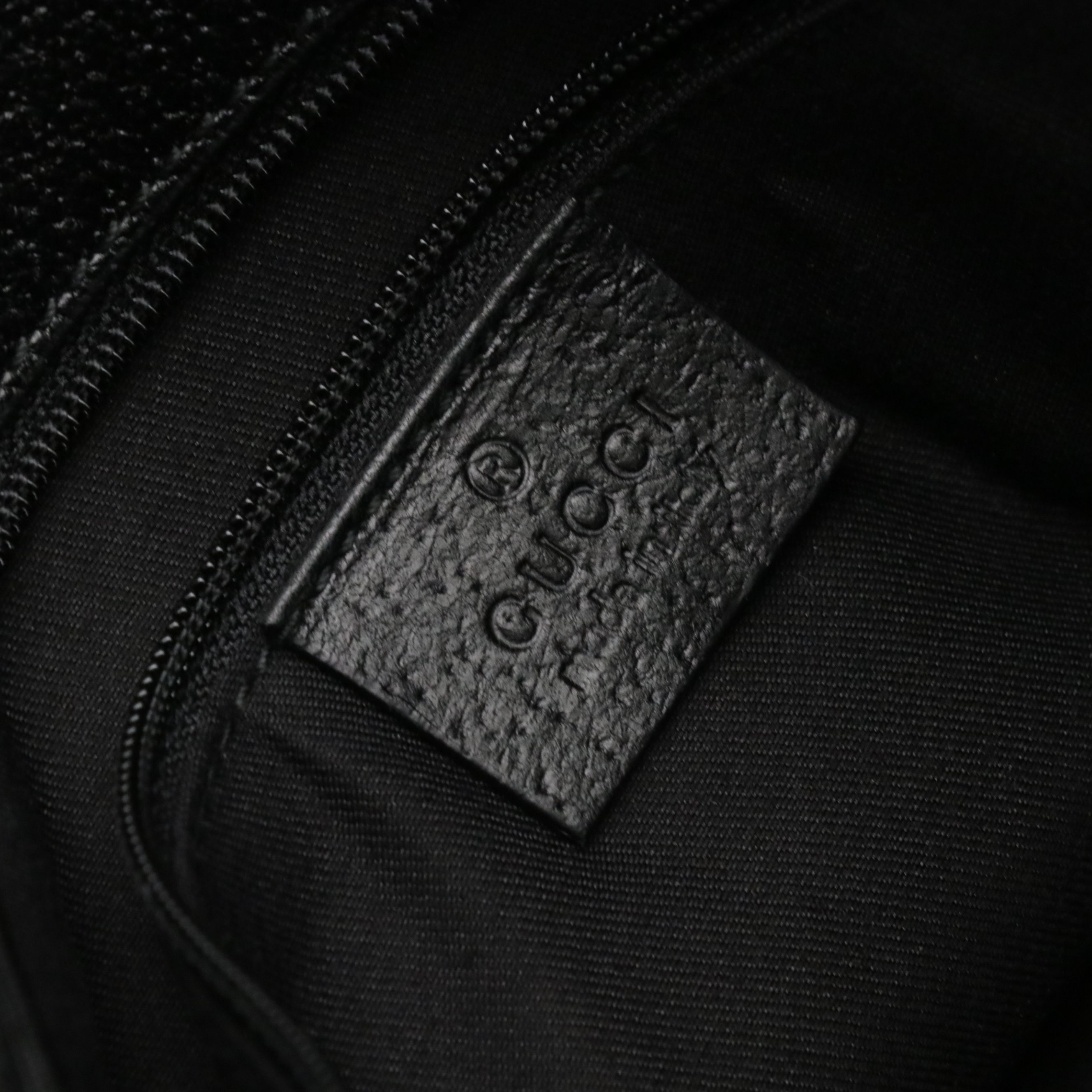 Gucci Front Pocket Hobo Shoulder Bag in Black GG Canvas and Leather