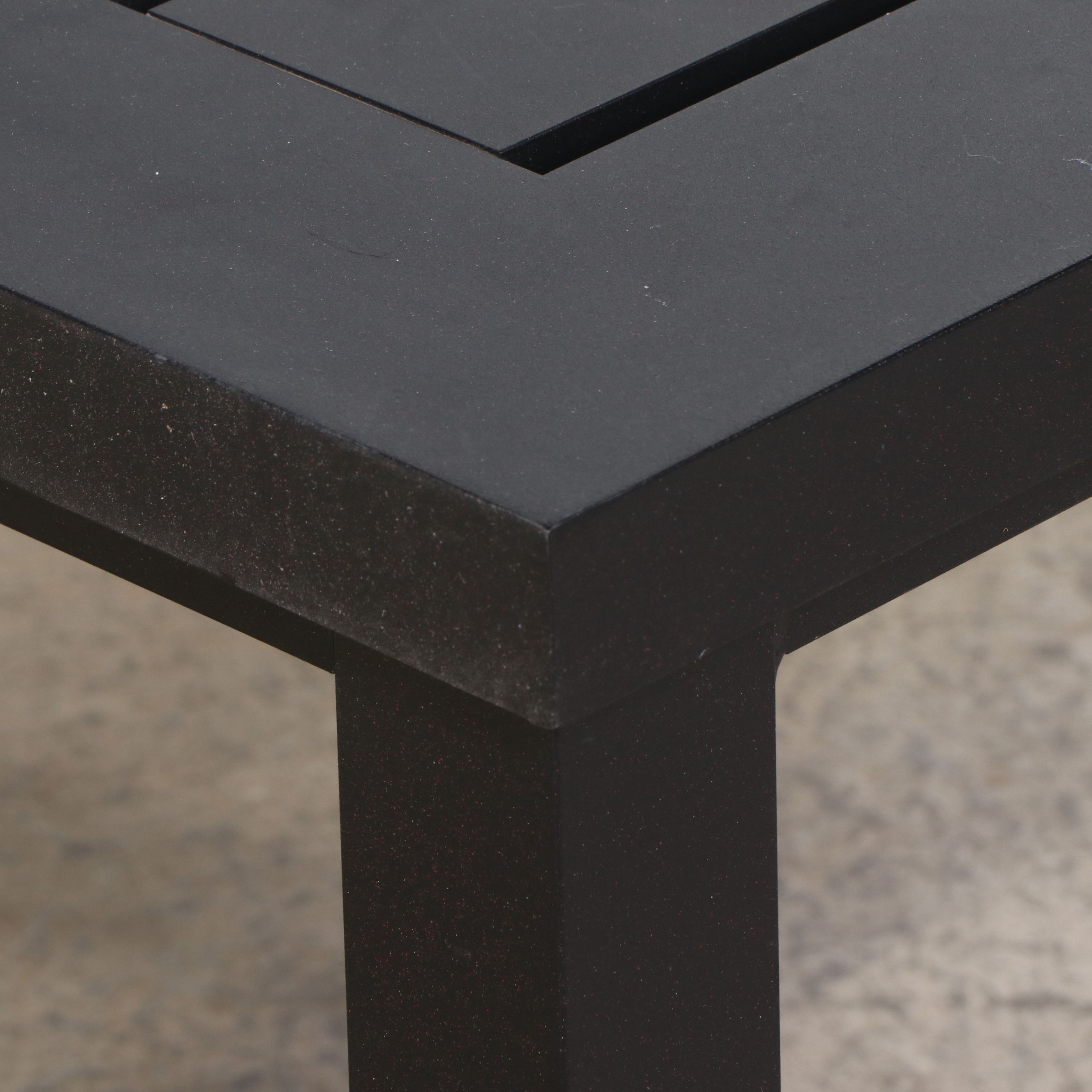 Two Contemporary Metal Patio Chairs and Ottoman with Accent Tables