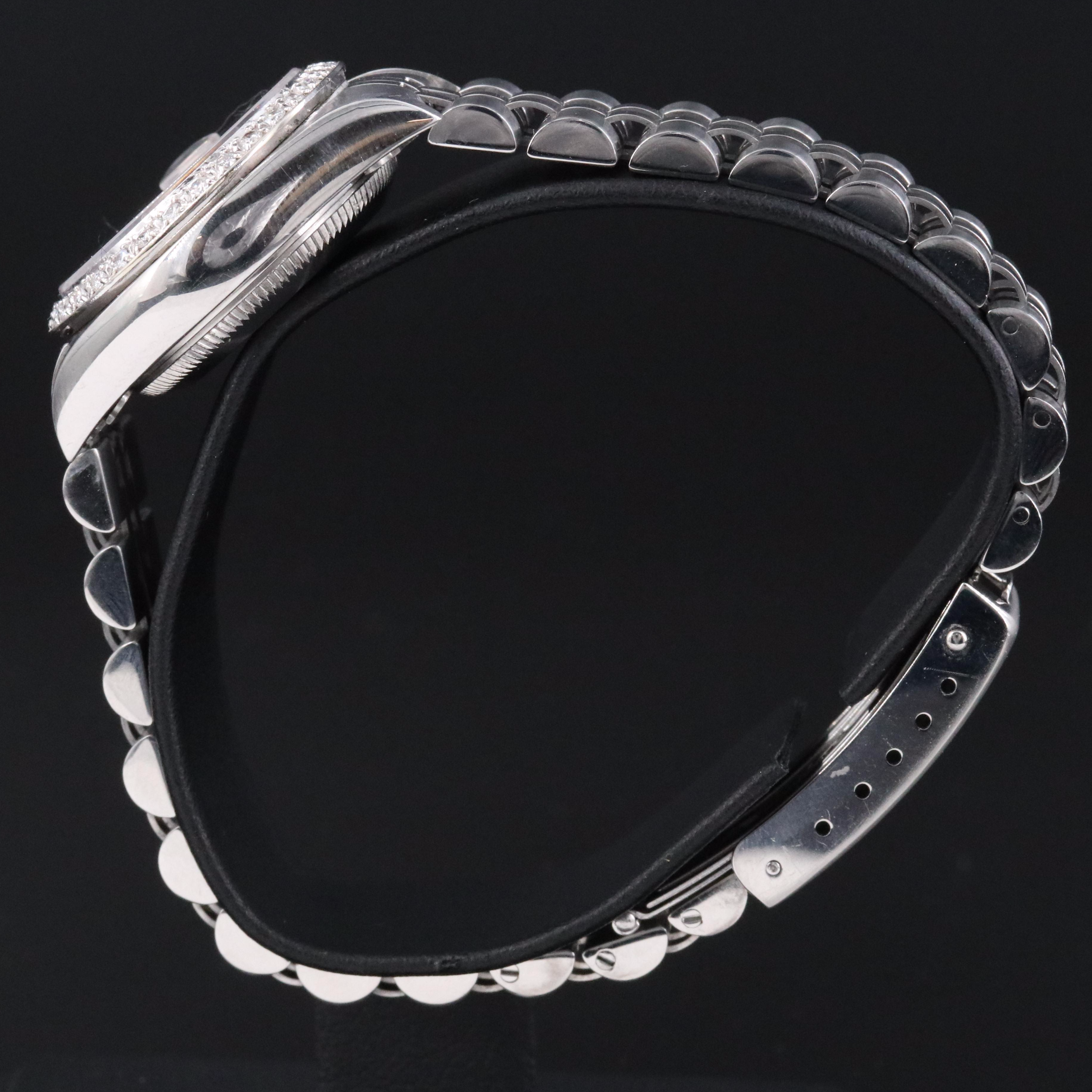 2002 Rolex Custom Diamond Bezel Salmon Dial Datejust Watch 79174