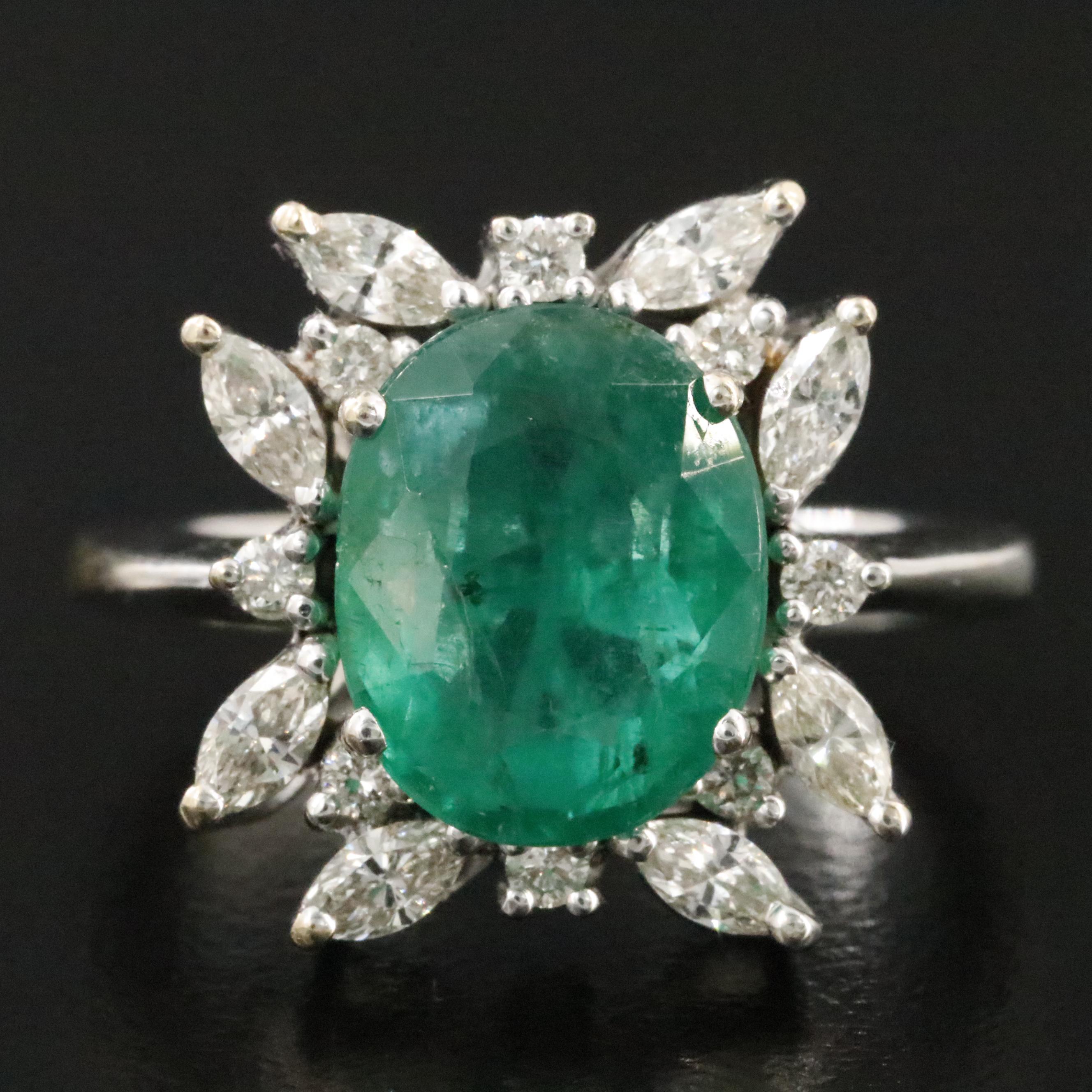 18K 3.59 CT Emerald and Diamond Ring