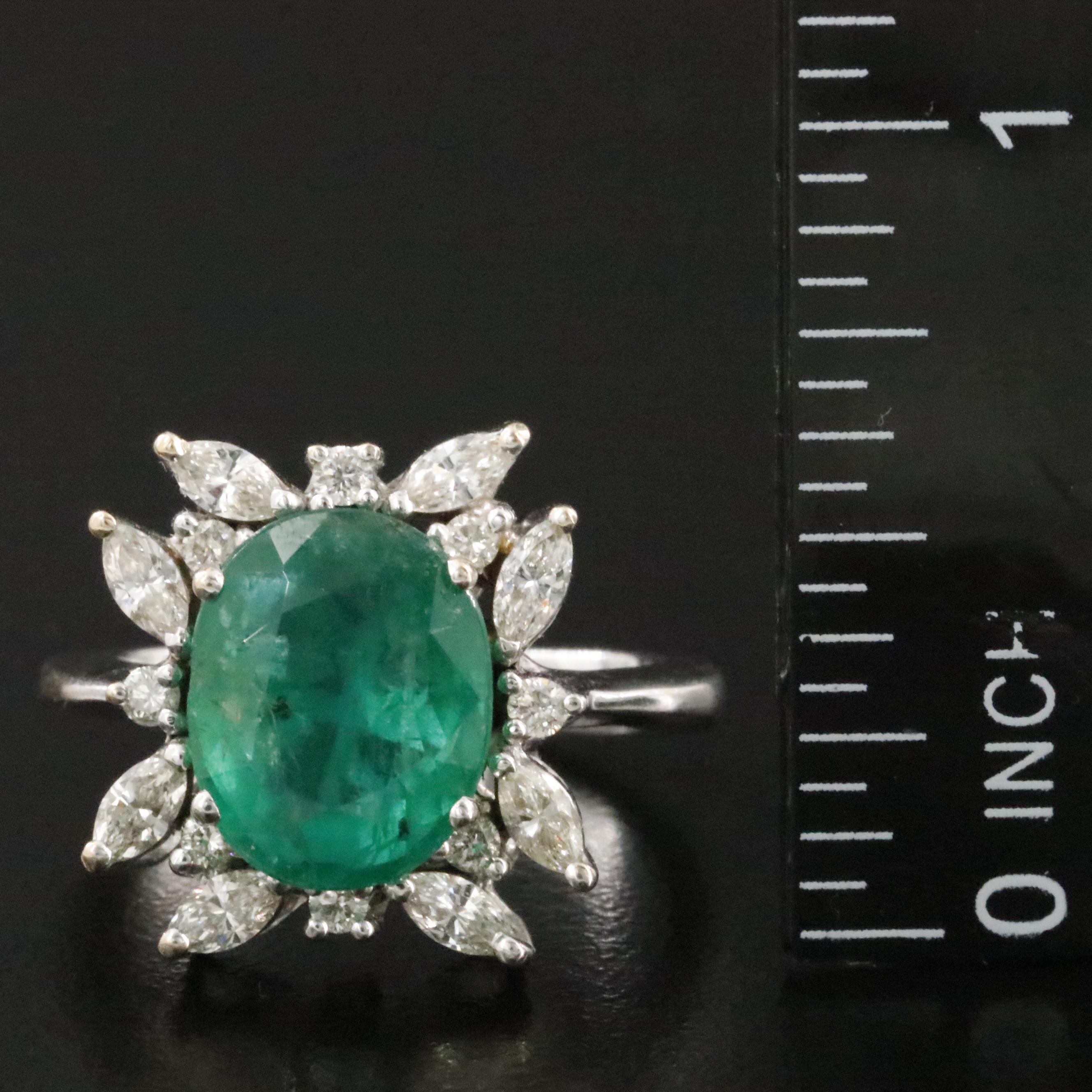 18K 3.59 CT Emerald and Diamond Ring