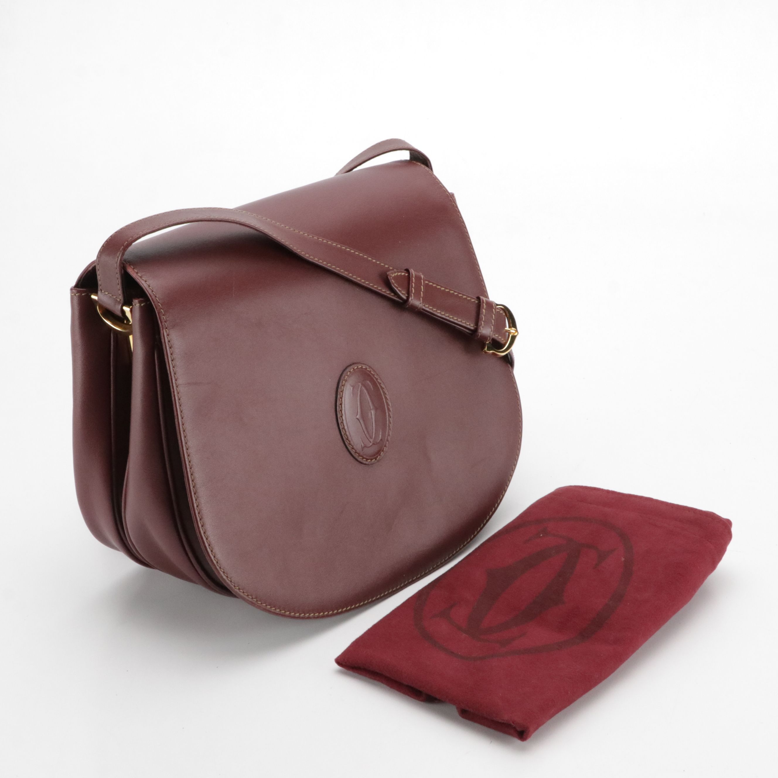 Cartier Must Line Shoulder Bag in Bordeaux Calf Leather