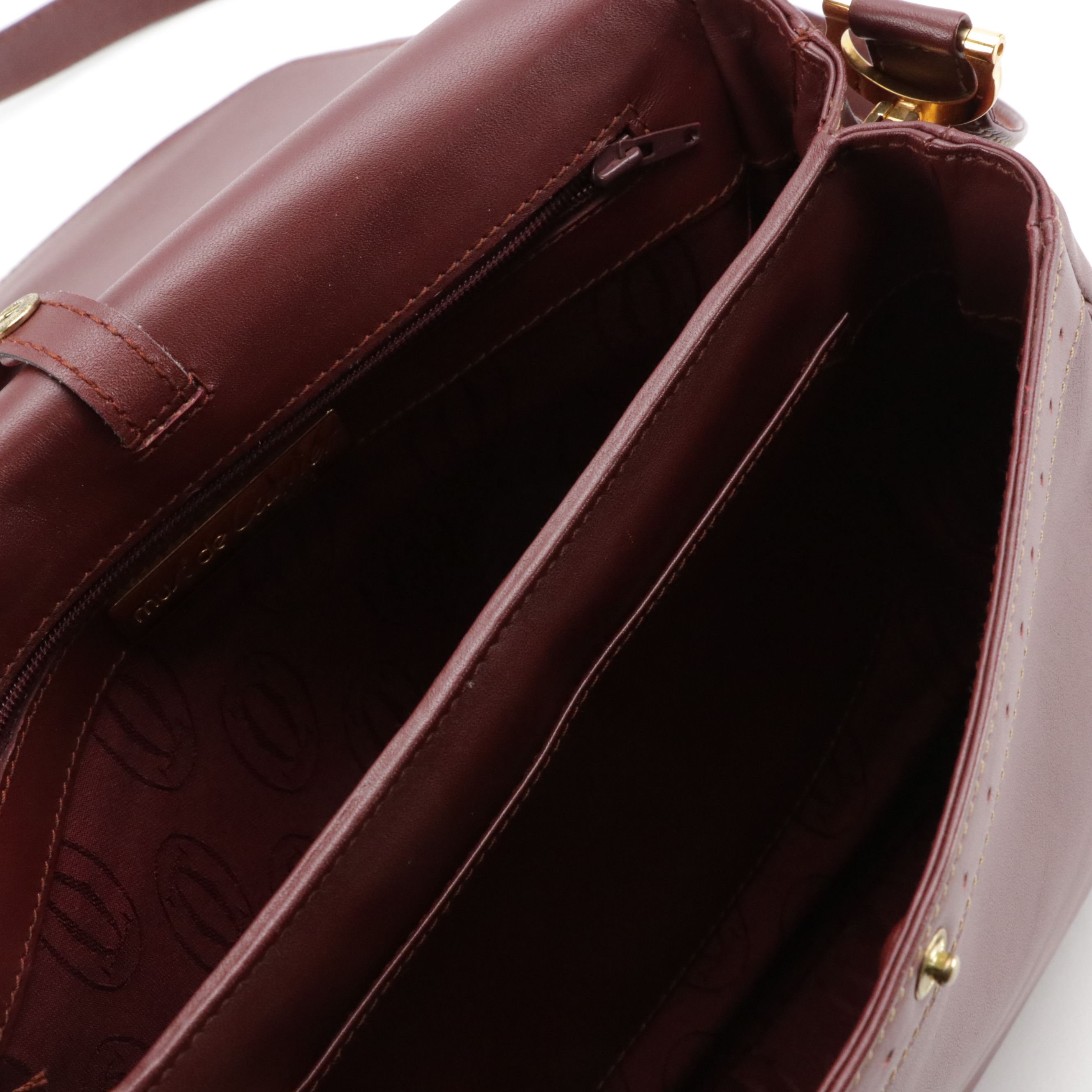 Cartier Must Line Shoulder Bag in Bordeaux Calf Leather