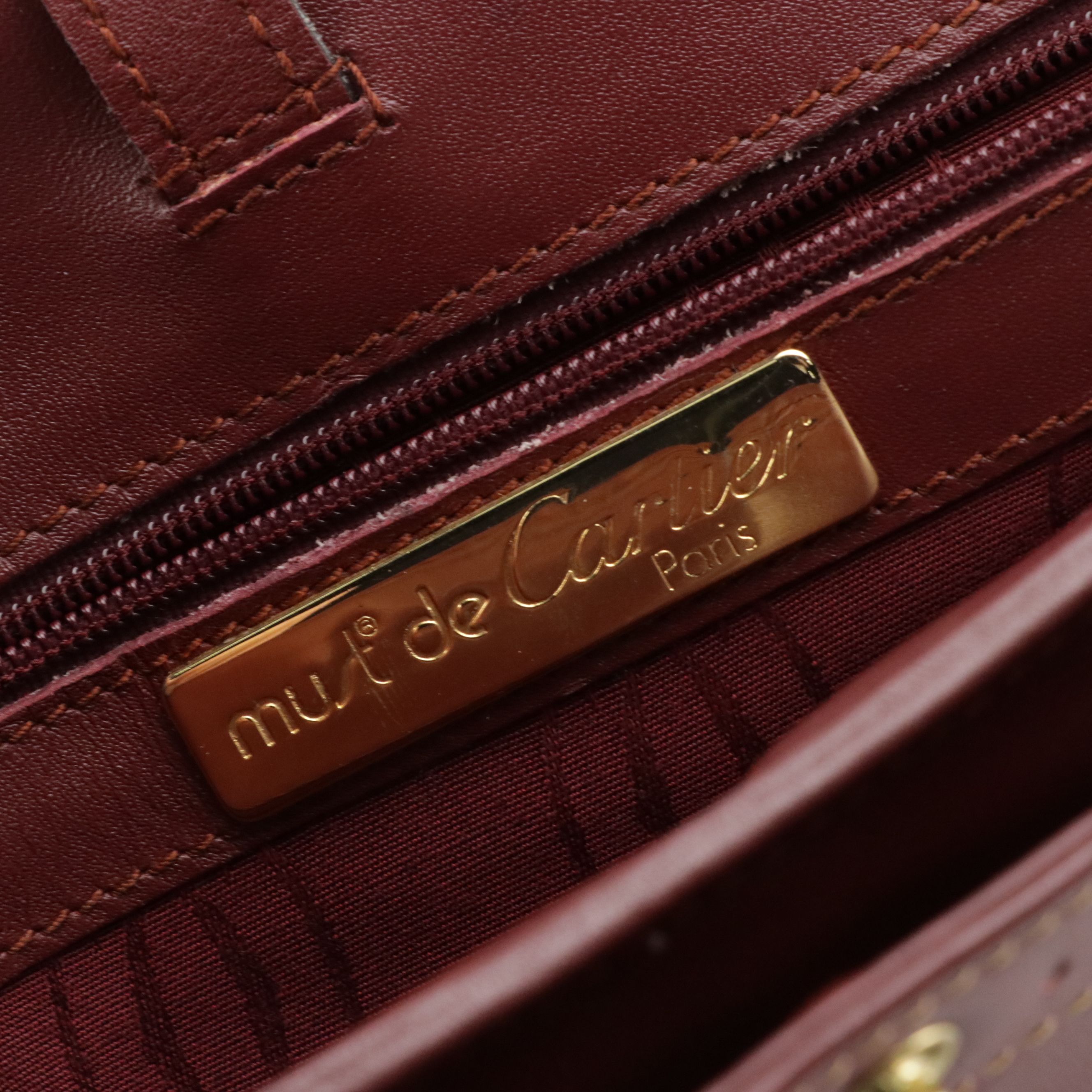 Cartier Must Line Shoulder Bag in Bordeaux Calf Leather