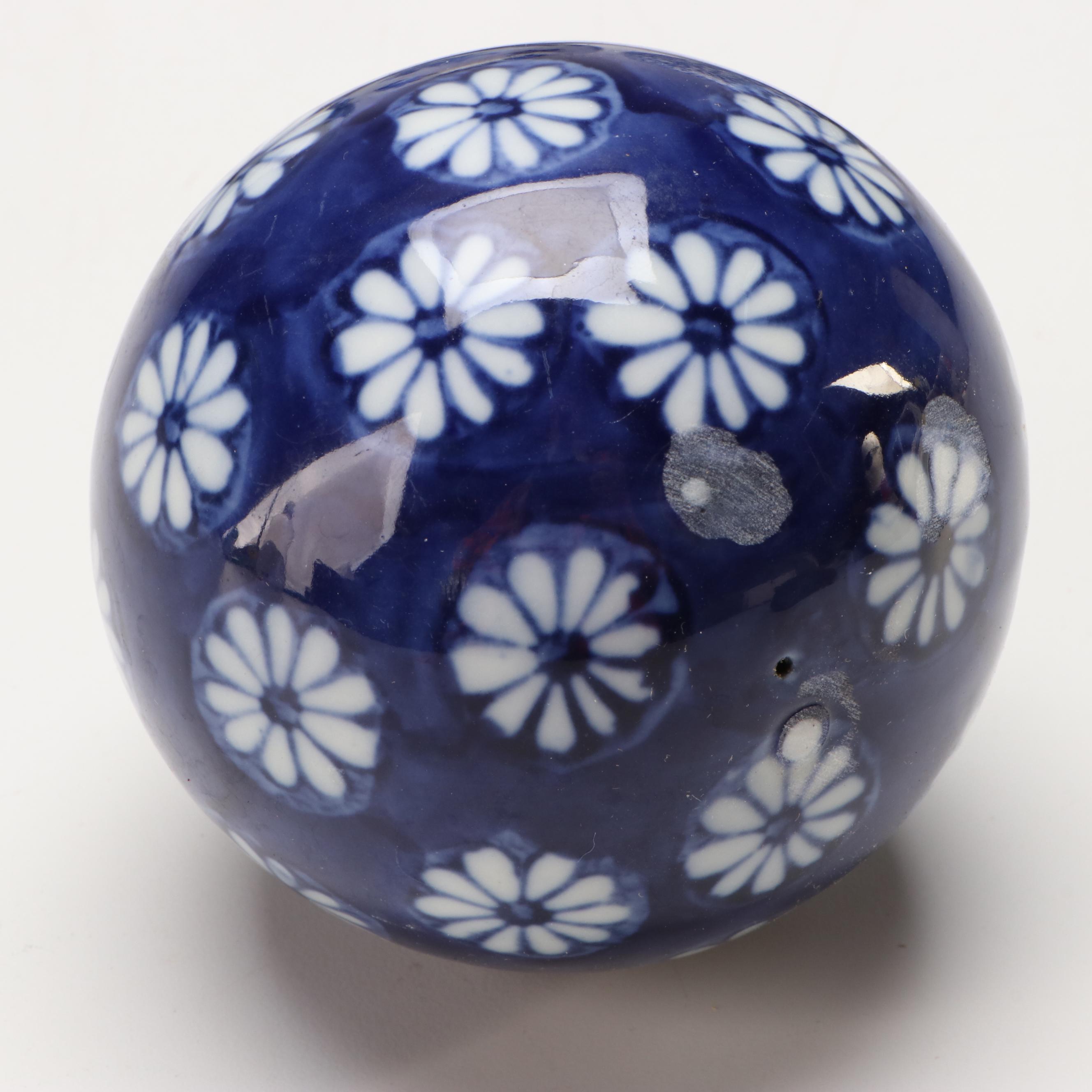 Porcelain Blue and White Carpet Bowl Style Orbs