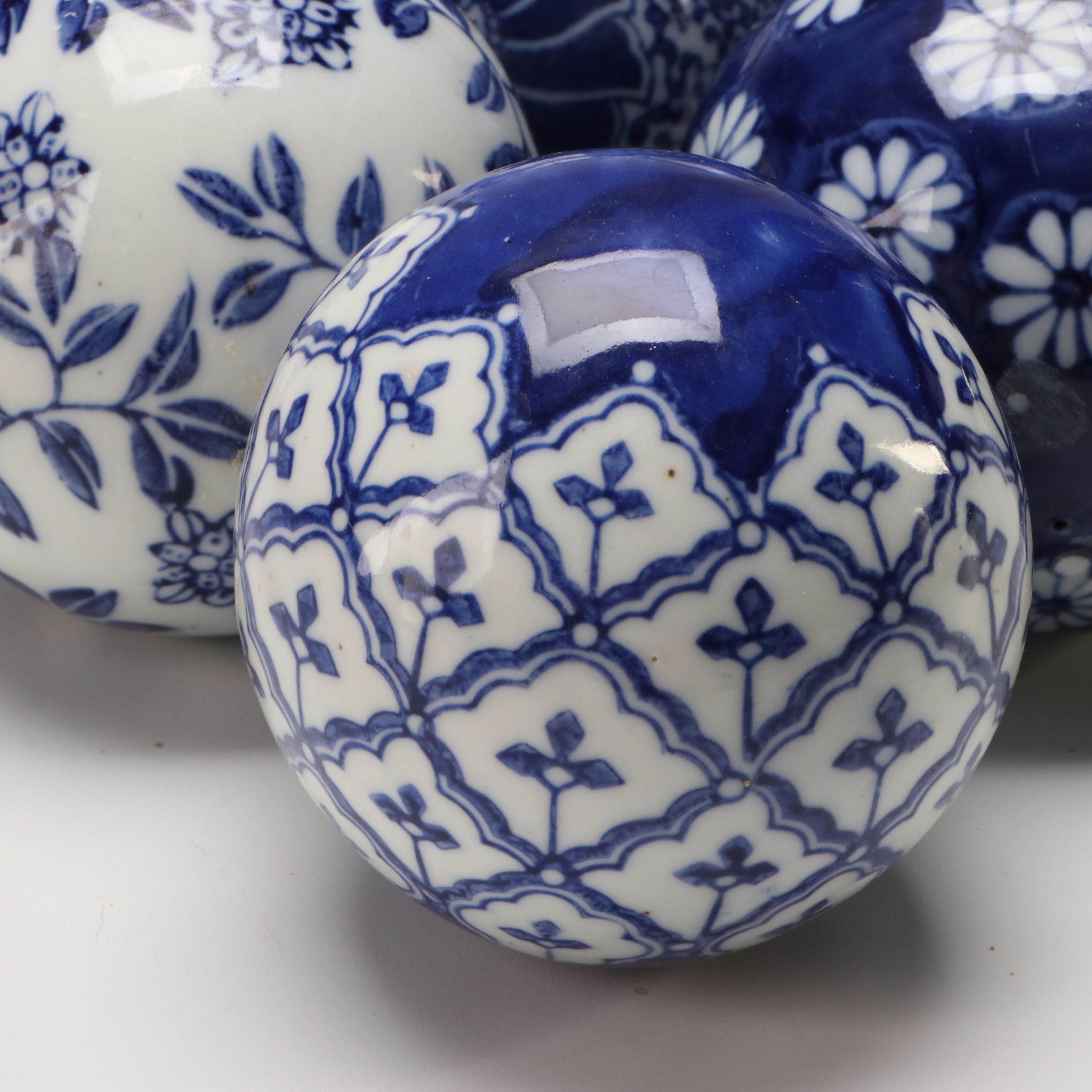 Porcelain Blue and White Carpet Bowl Style Orbs