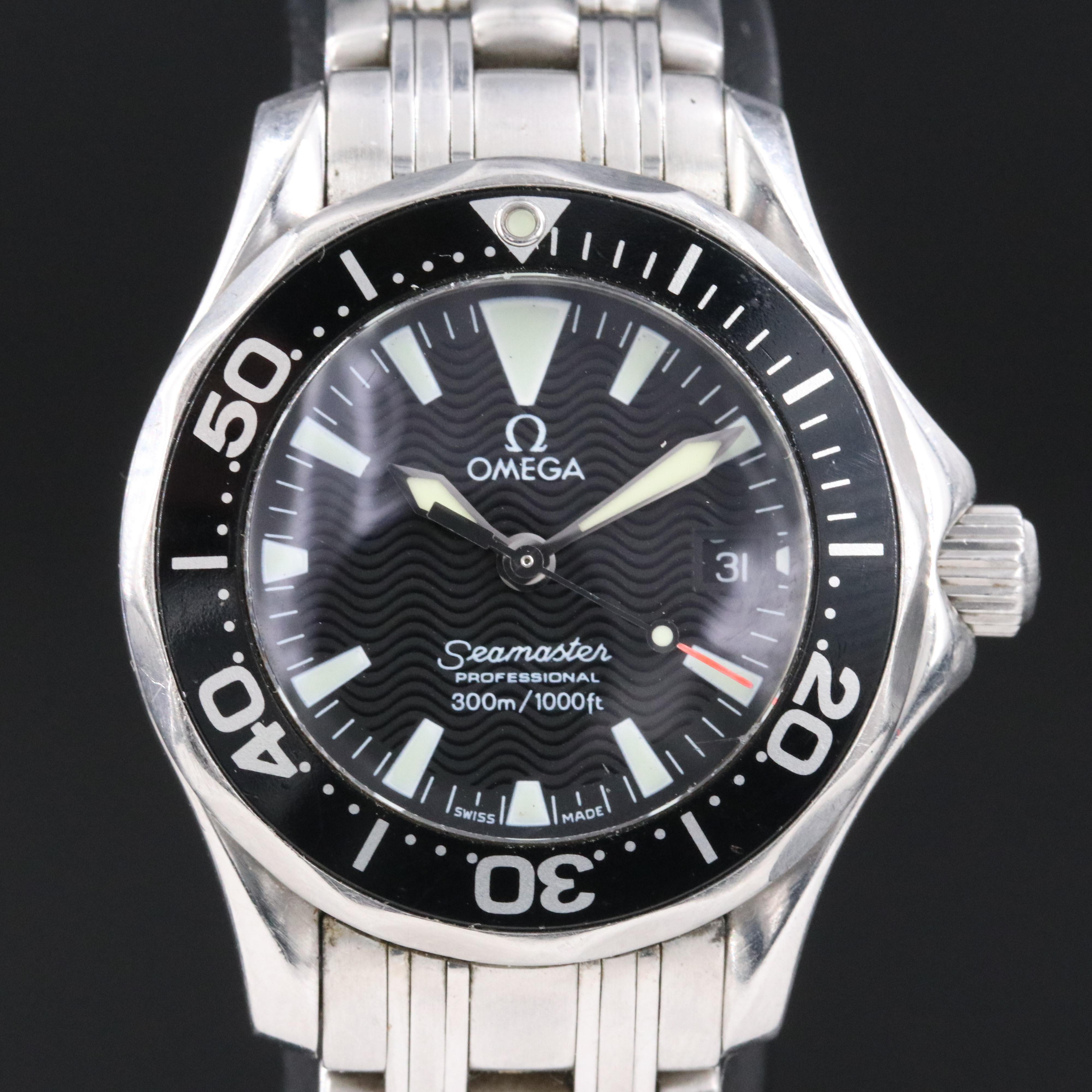 Omega Seamaster 28mm Black Quartz Bracelet Model #2282.50.00