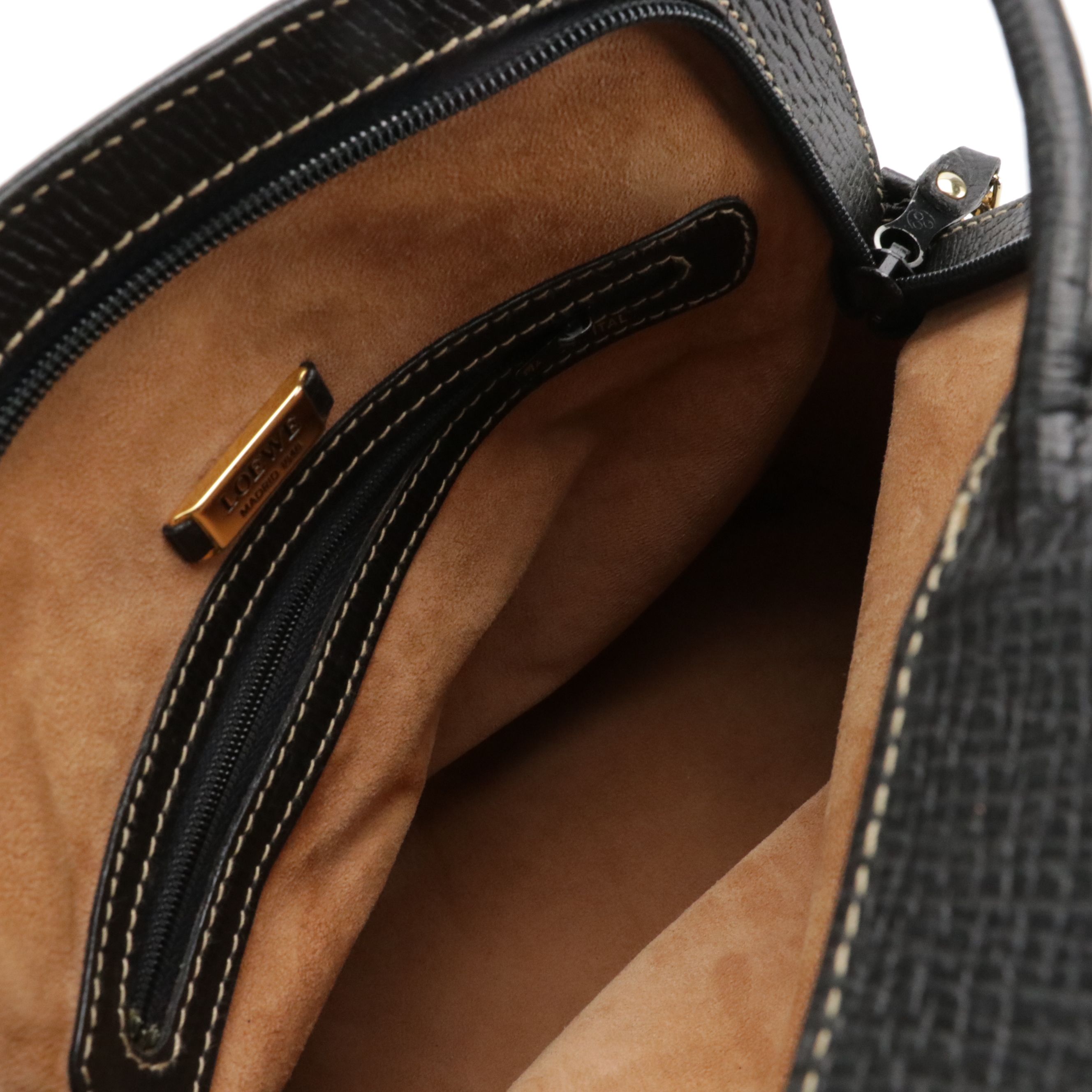 Loewe Shoulder Bag in Black Grained Leather