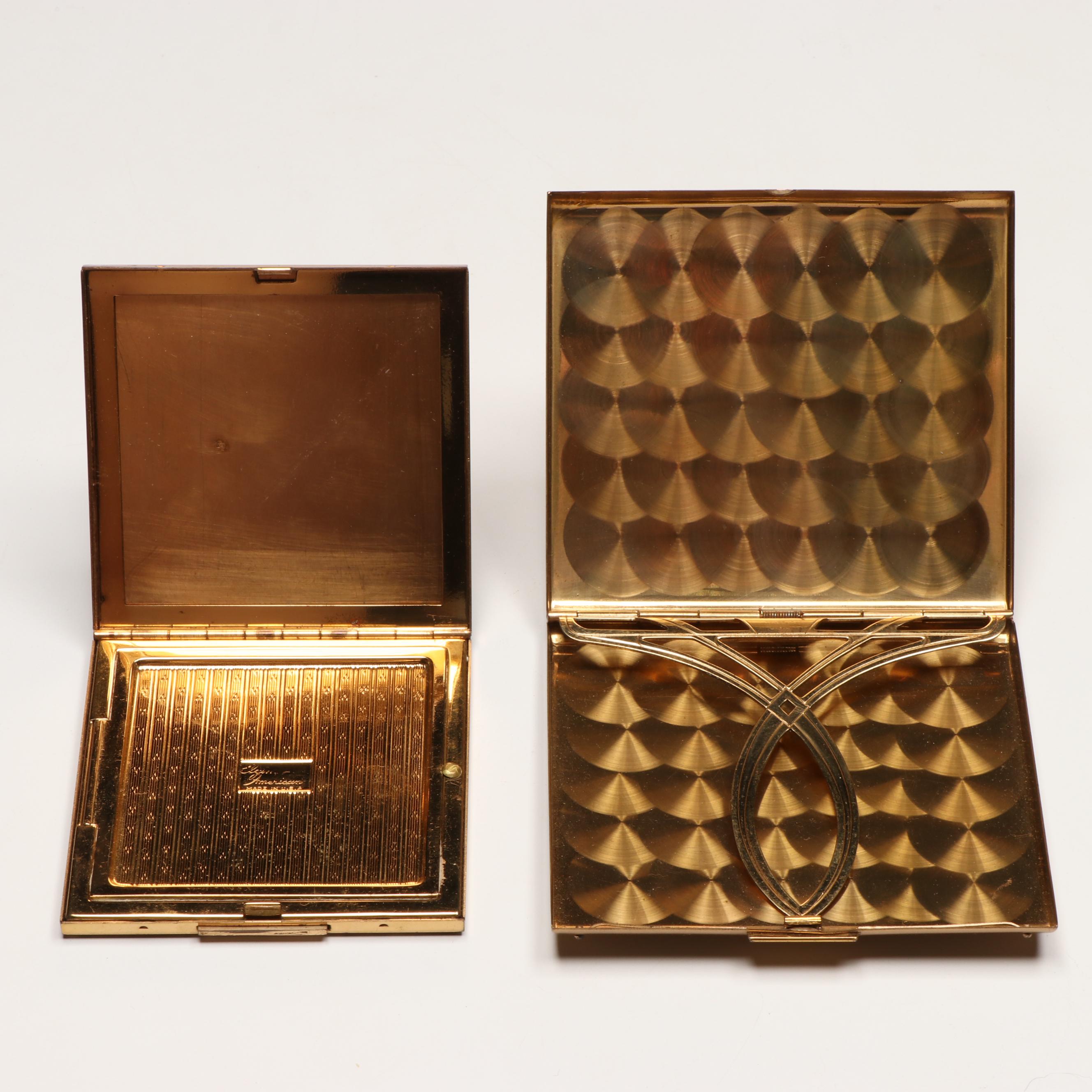 Elgin Gold Finish Compacts with Brass Finish Hand Mirrors and Ceneter Pen