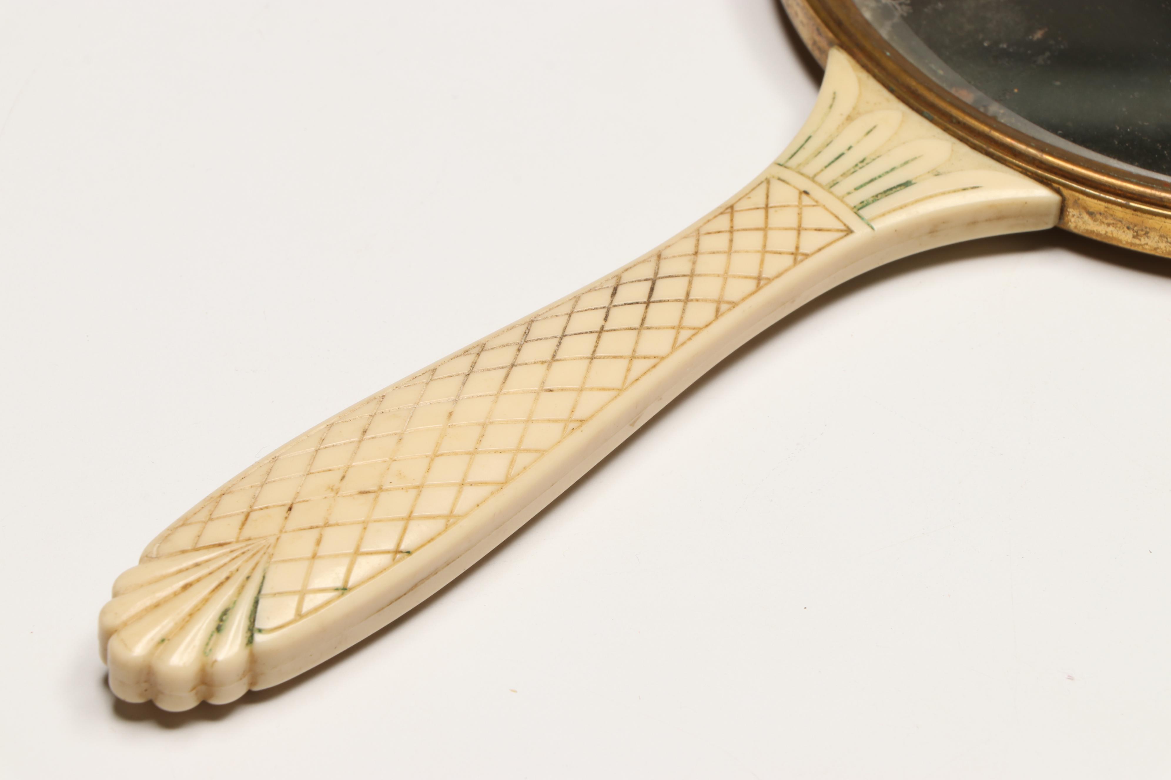 Elgin Gold Finish Compacts with Brass Finish Hand Mirrors and Ceneter Pen