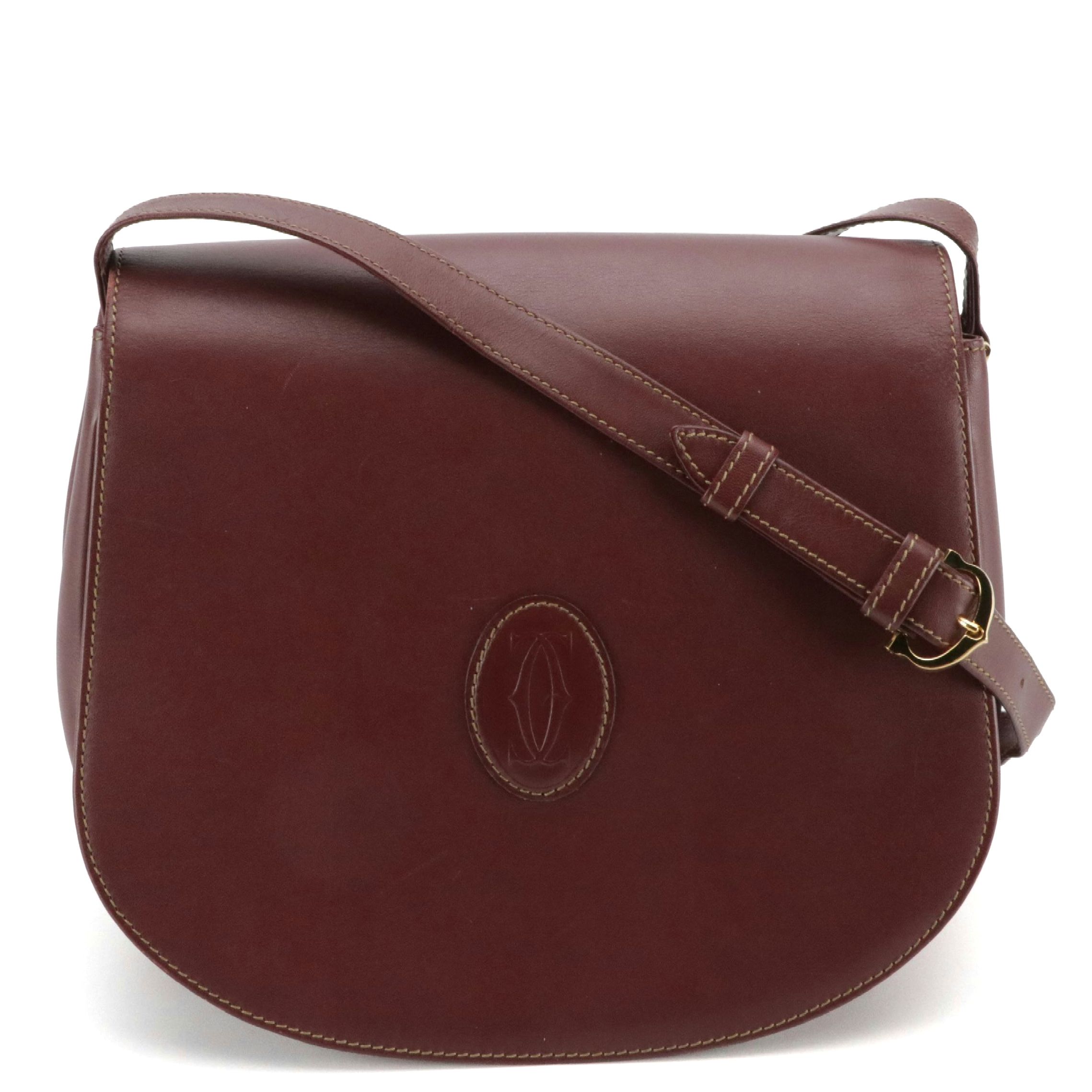 Cartier Must Line Shoulder Bag in Bordeaux Calf Leather