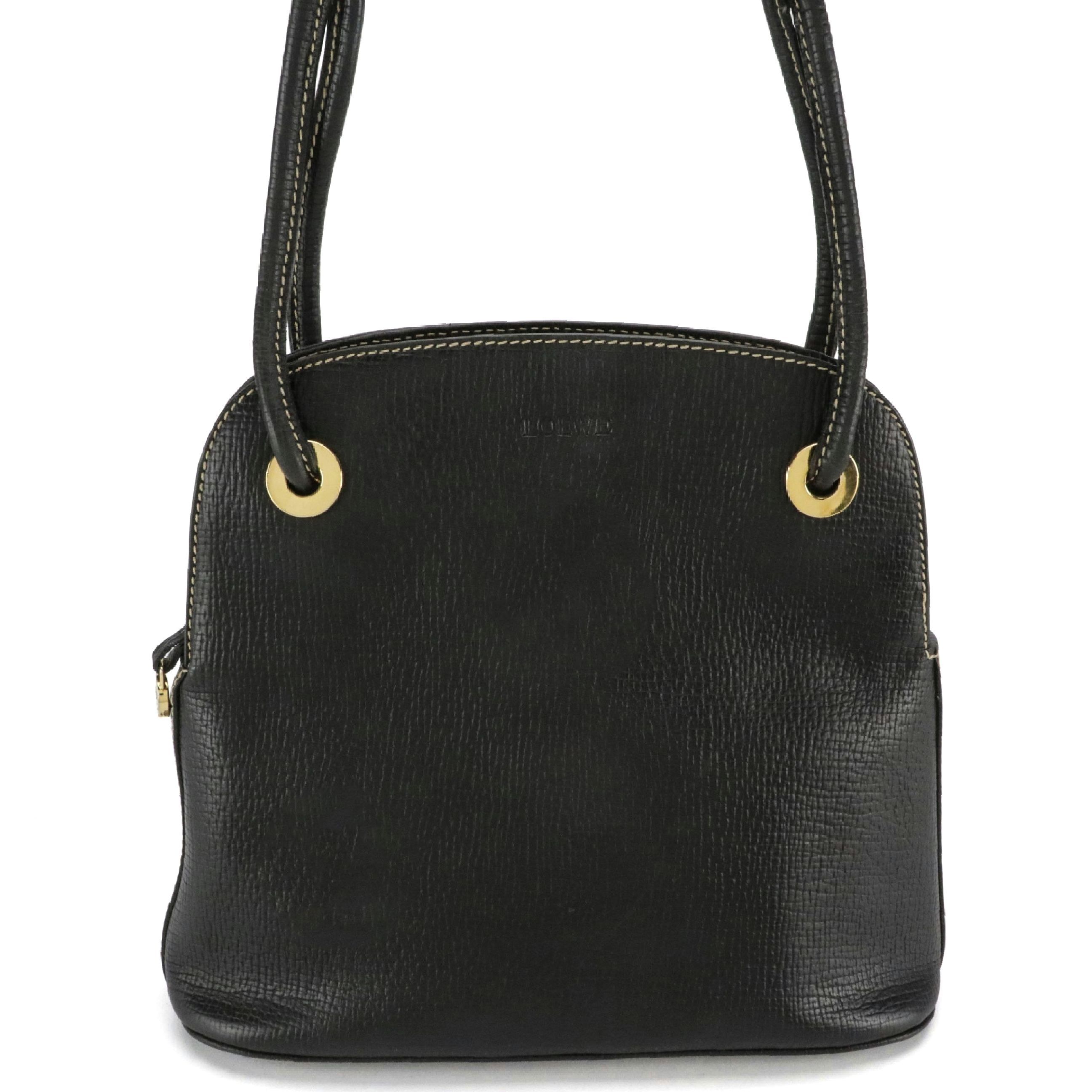 Loewe Shoulder Bag in Black Grained Leather